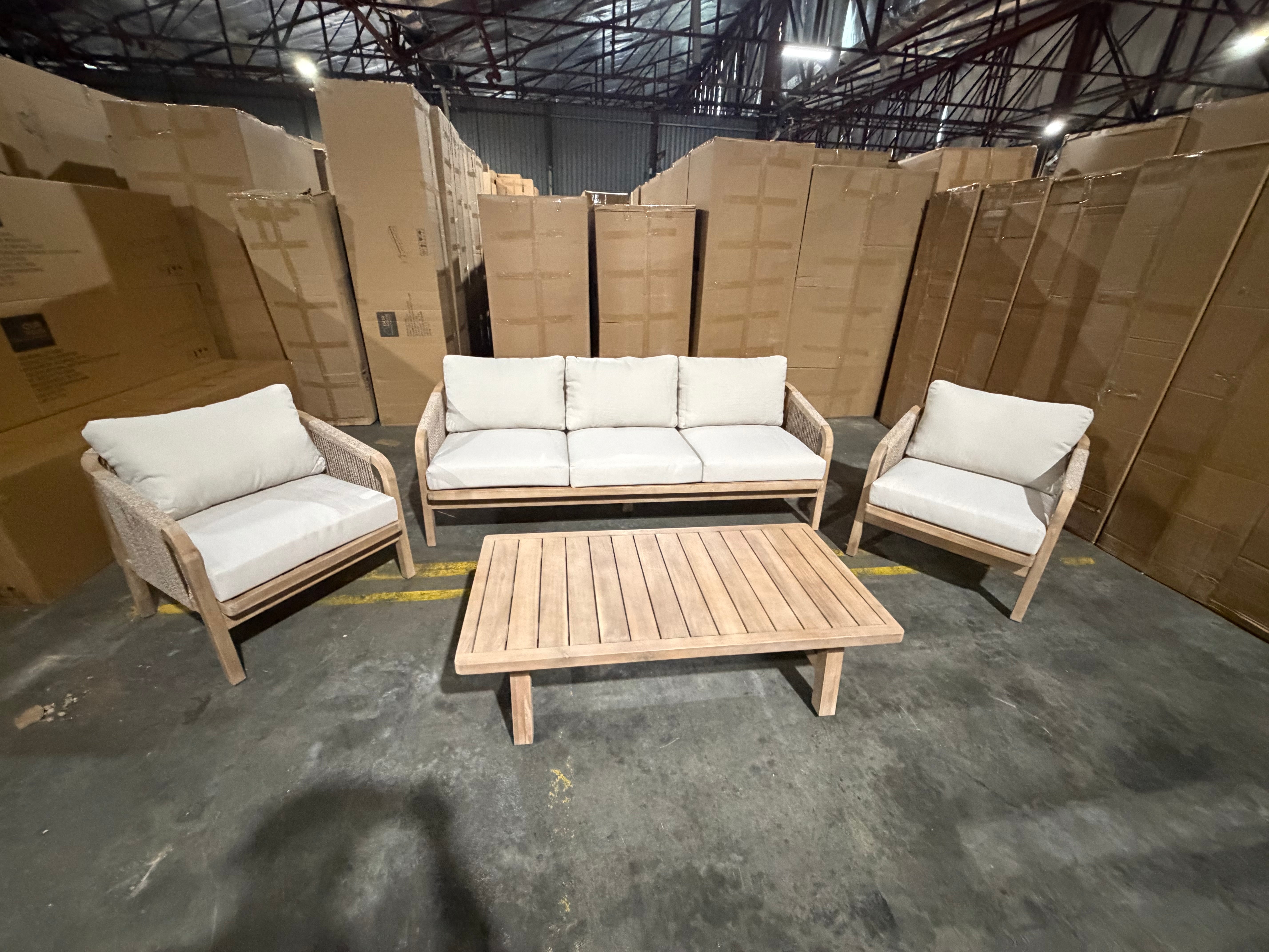 Replay 4pce Outdoor Lounge 3 seater 2 x Singles & Coffee Table