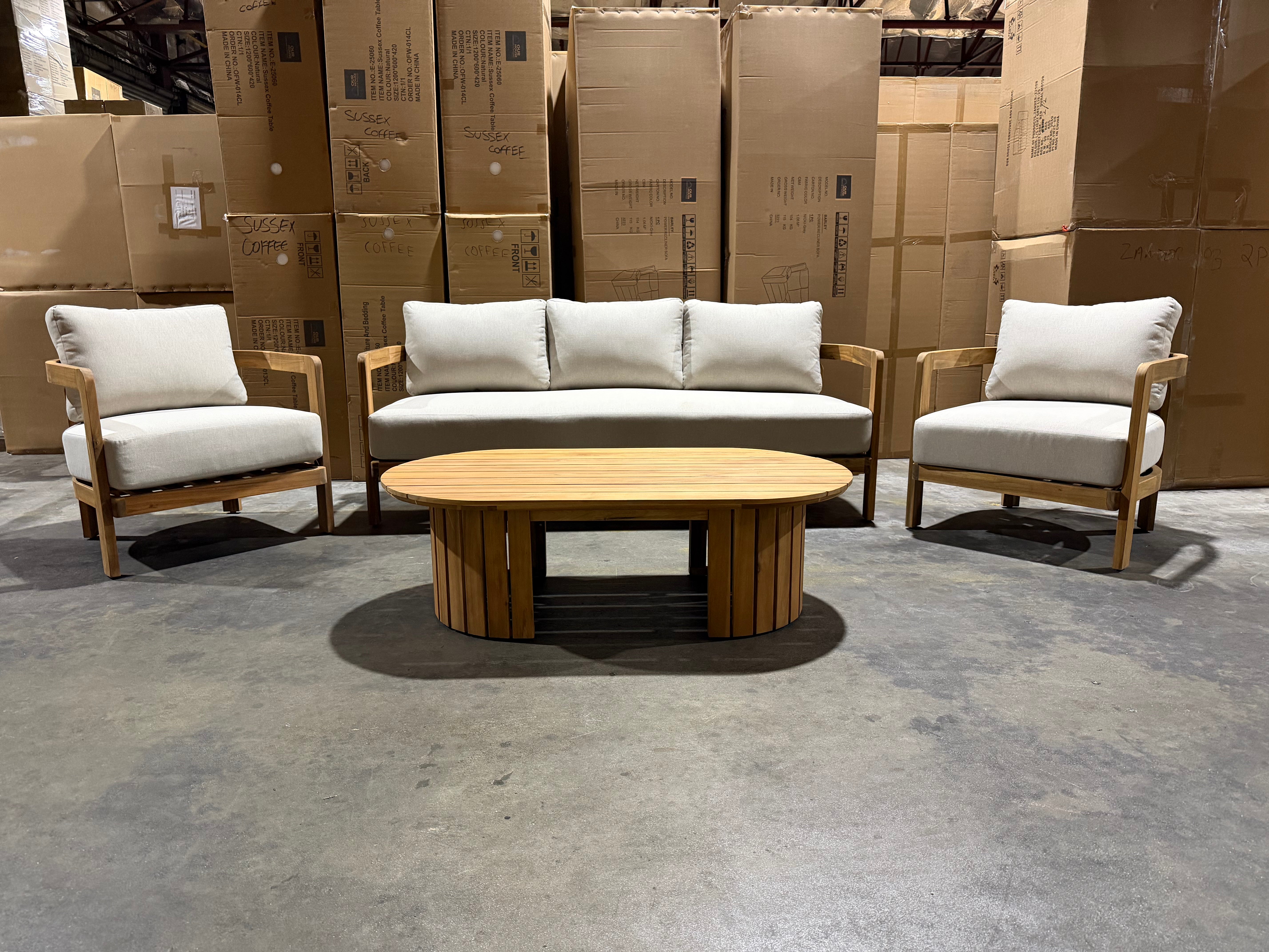 Volare 4pce Outdoor Lounge 3 Seater 2x Singles & Coffee Table