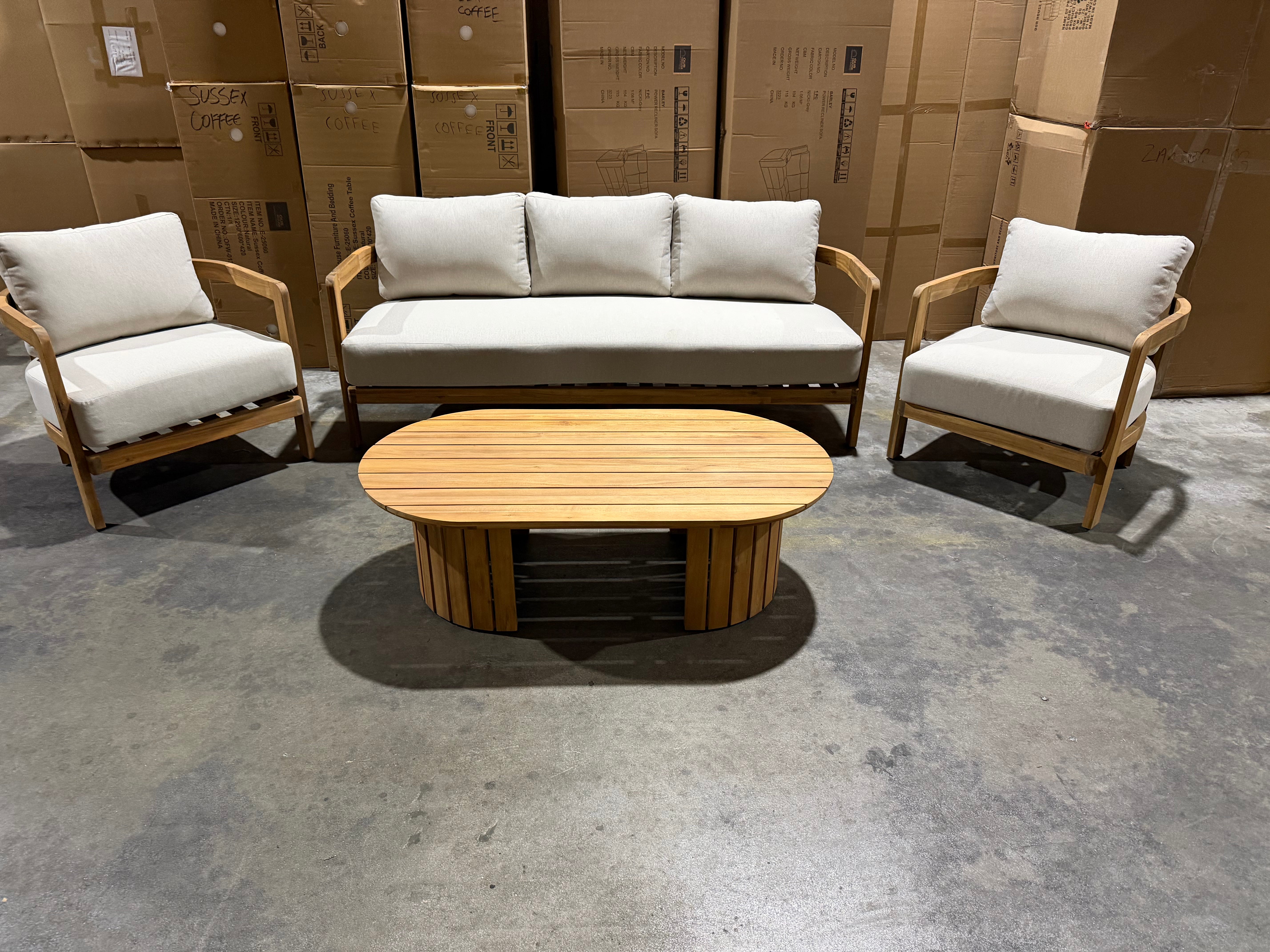 Volare 4pce Outdoor Lounge 3 Seater 2x Singles & Coffee Table