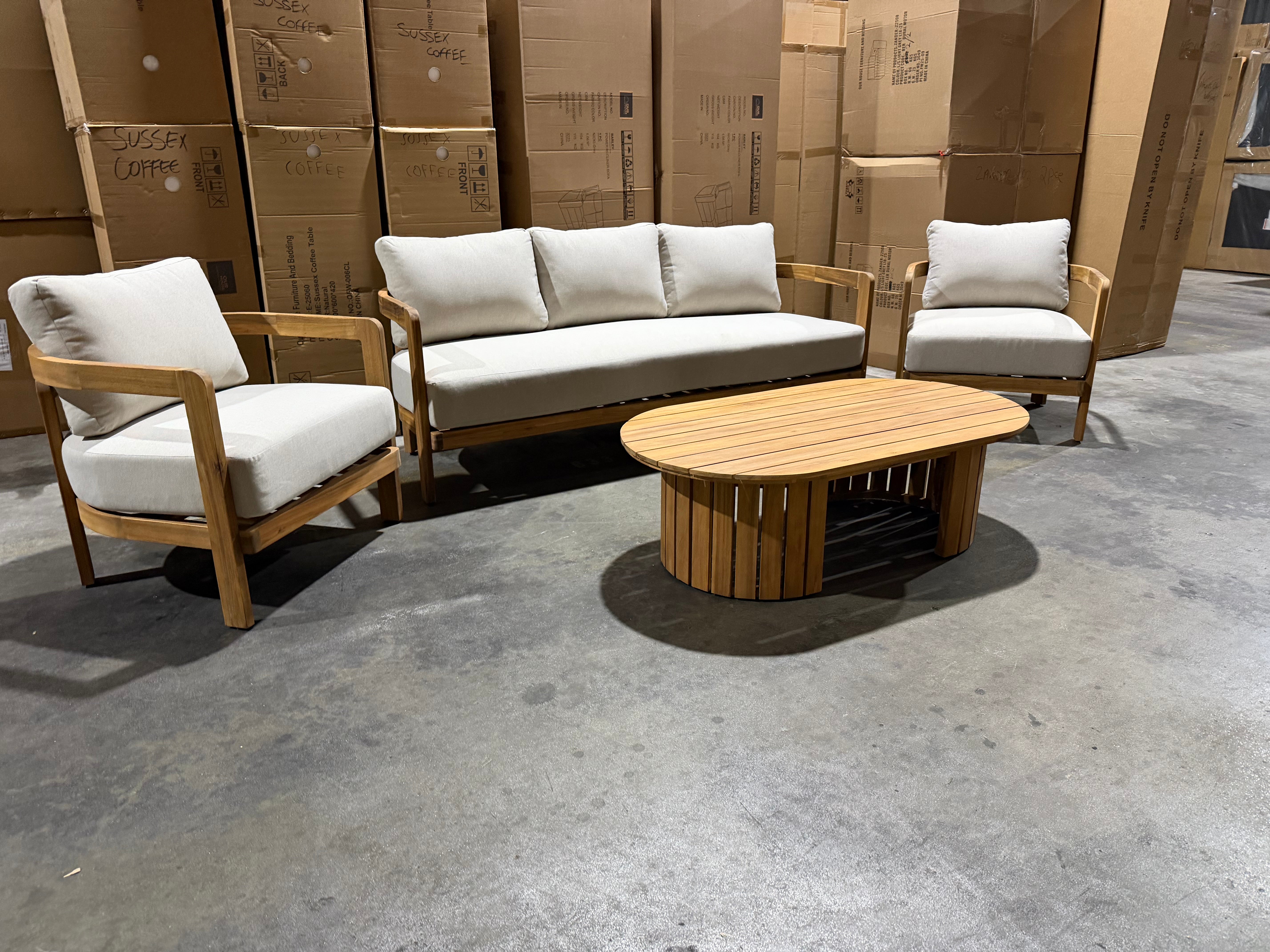 Volare 4pce Outdoor Lounge 3 Seater 2x Singles & Coffee Table