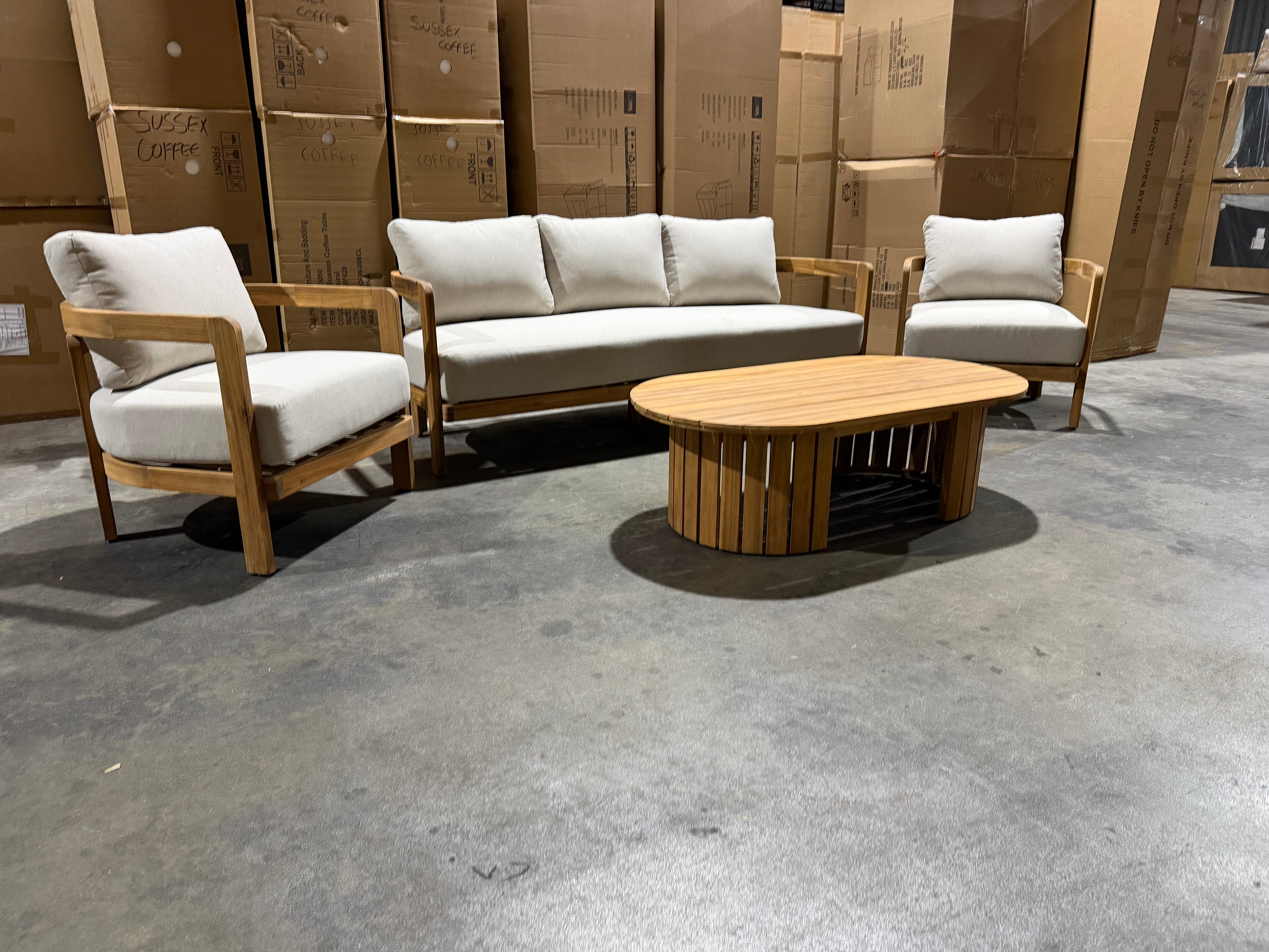 Volare 4pce Outdoor Lounge 3 Seater 2x Singles & Coffee Table