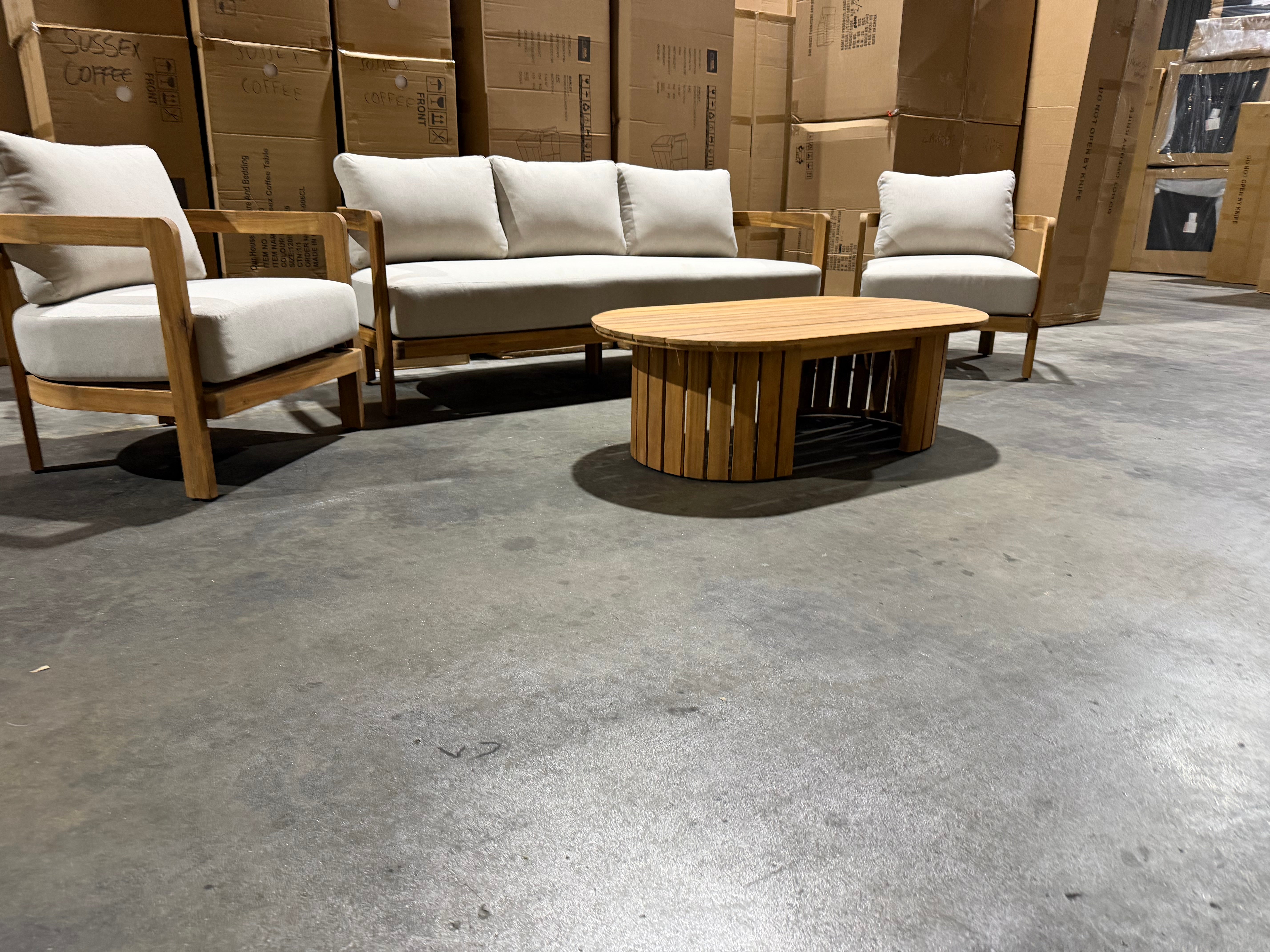Volare 4pce Outdoor Lounge 3 Seater 2x Singles & Coffee Table
