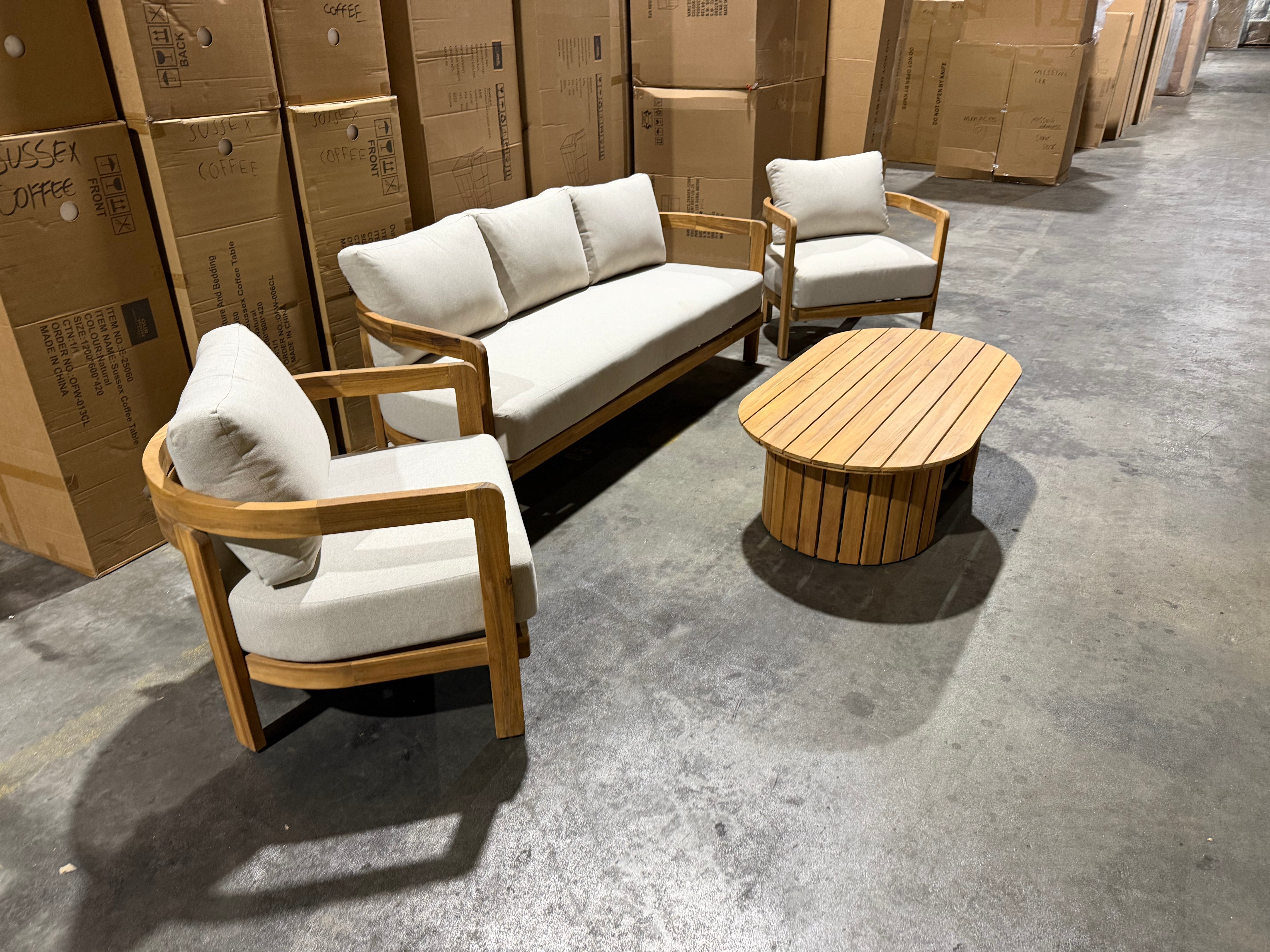 Volare 4pce Outdoor Lounge 3 Seater 2x Singles & Coffee Table