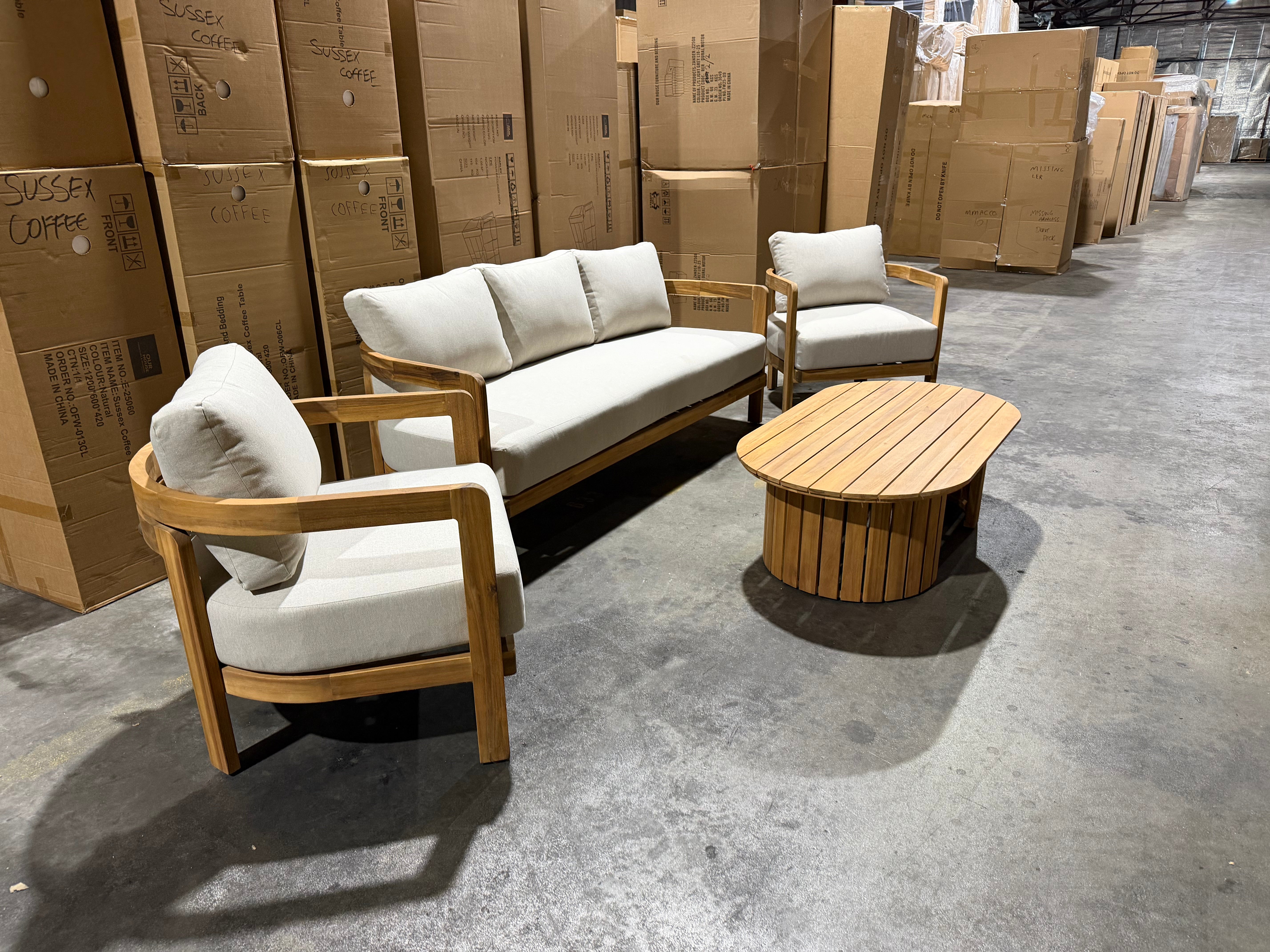 Volare 4pce Outdoor Lounge 3 Seater 2x Singles & Coffee Table