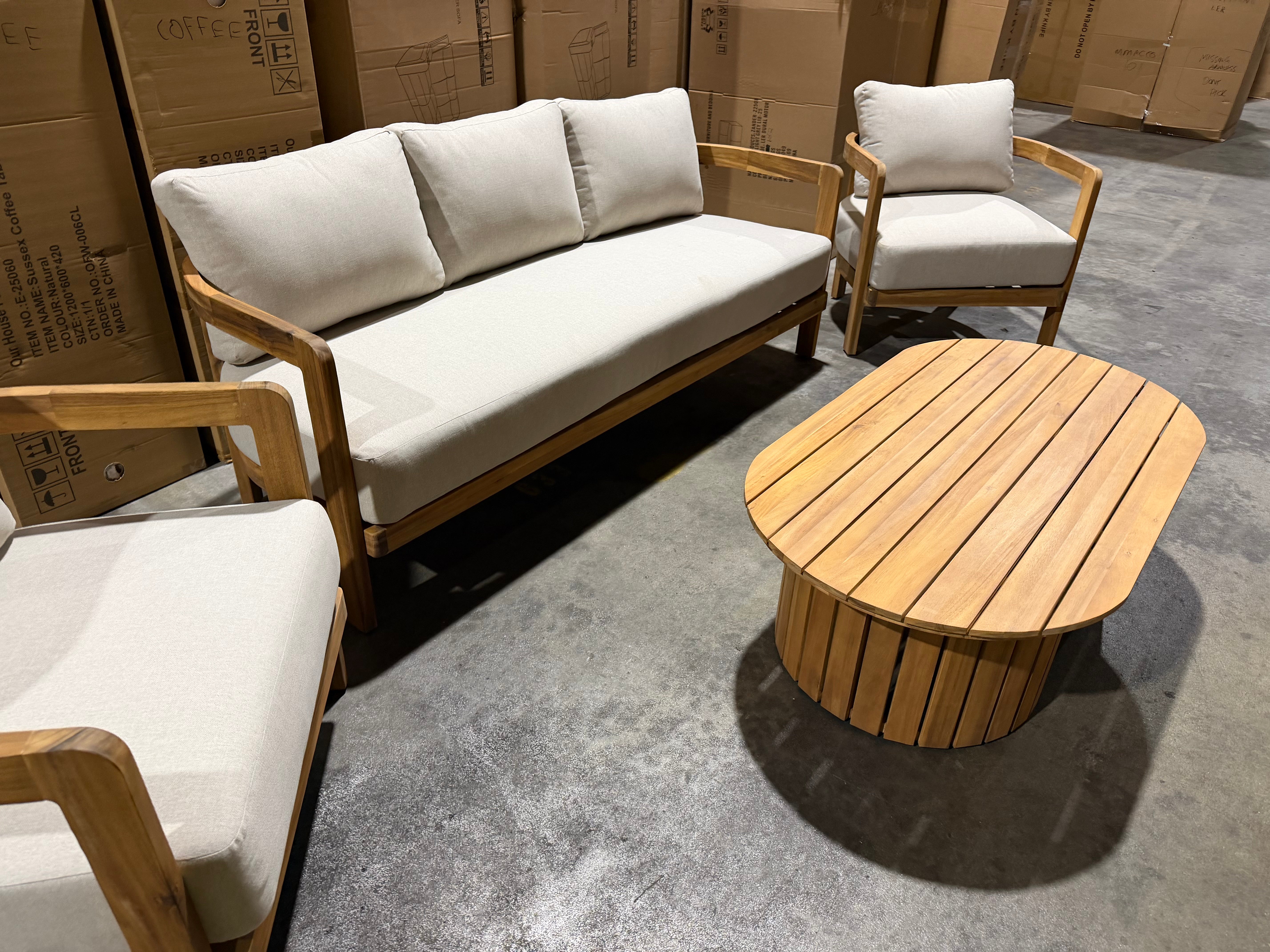 Volare 4pce Outdoor Lounge 3 Seater 2x Singles & Coffee Table
