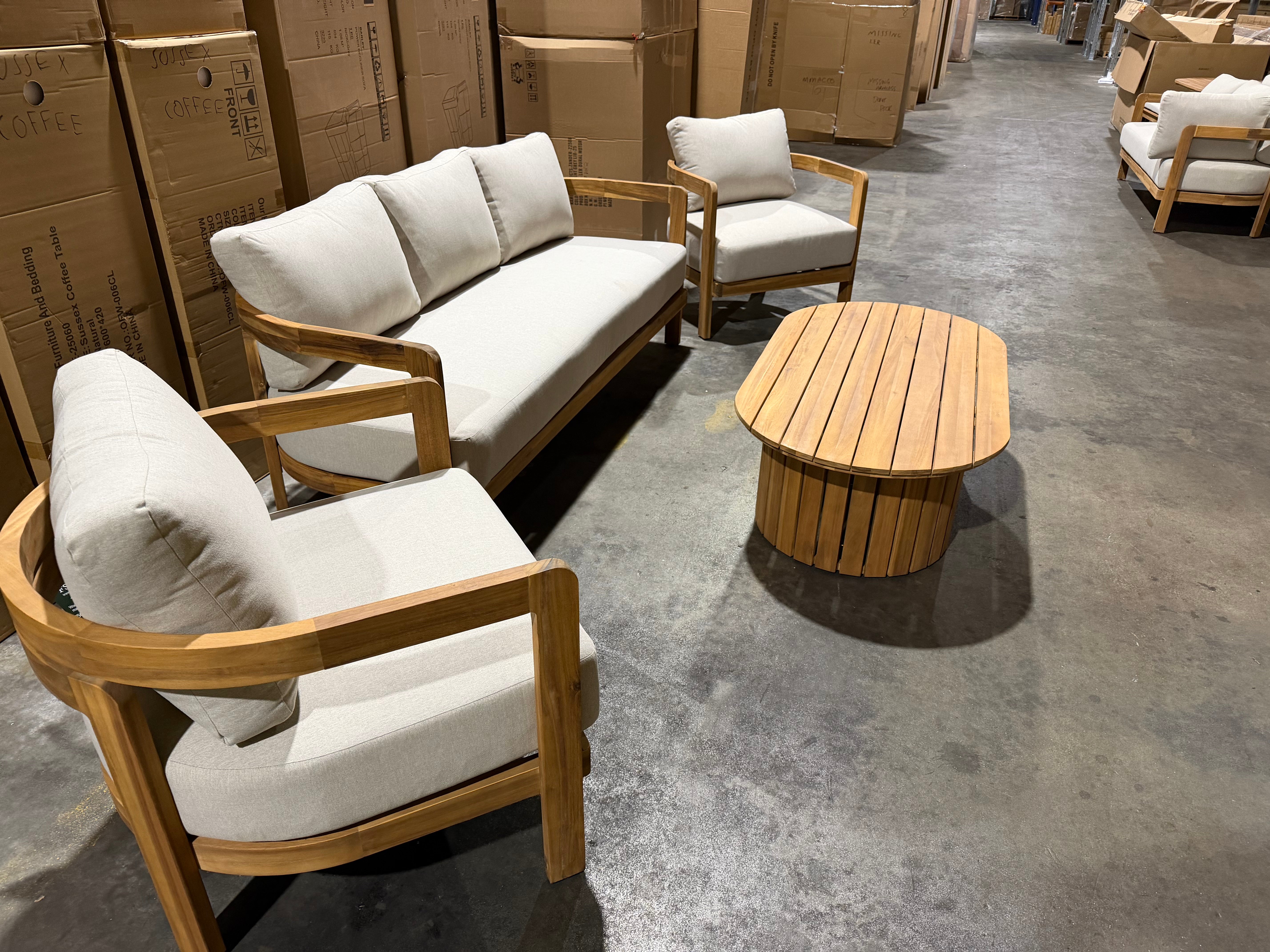 Volare 4pce Outdoor Lounge 3 Seater 2x Singles & Coffee Table