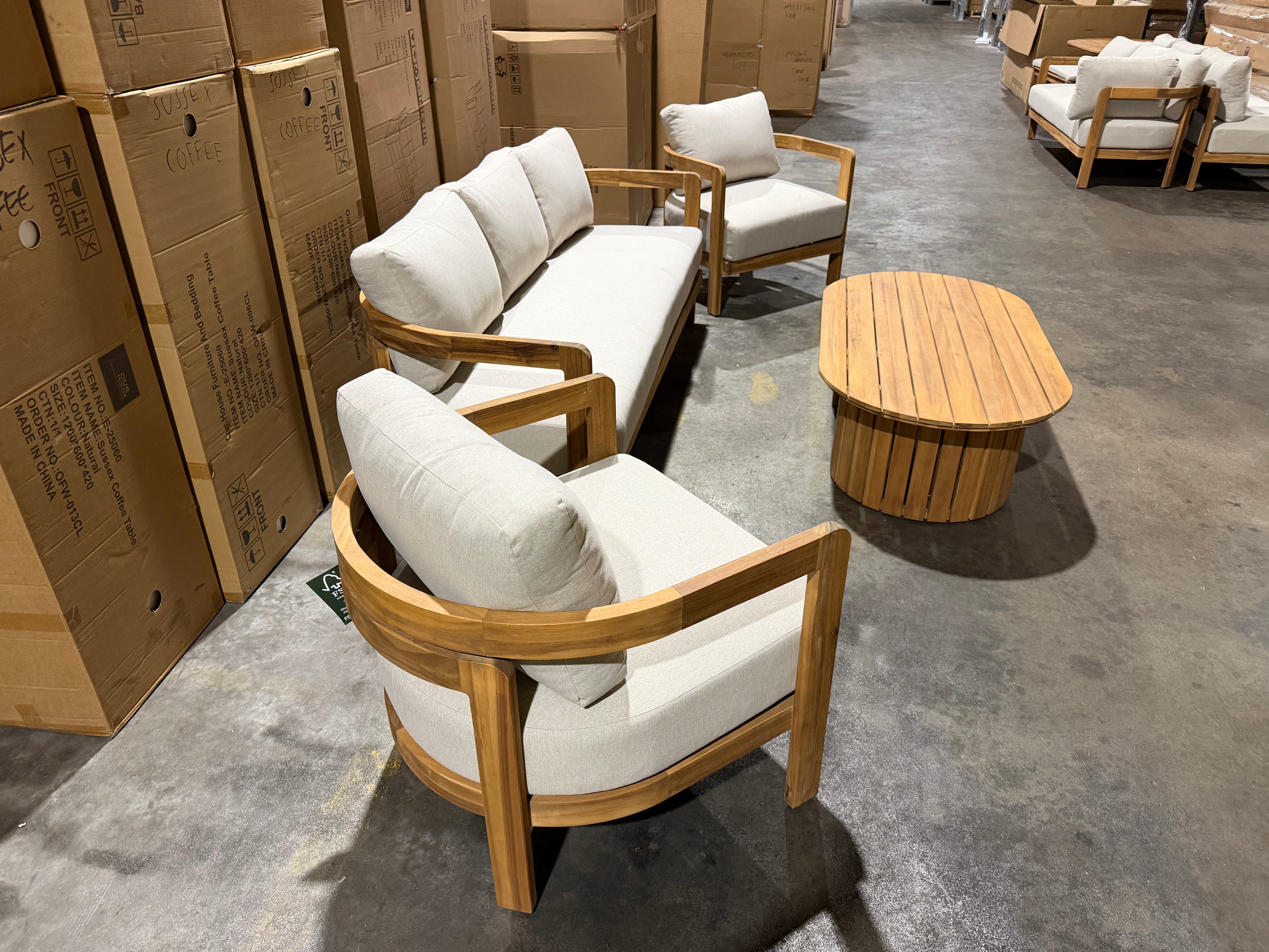 Volare 4pce Outdoor Lounge 3 Seater 2x Singles & Coffee Table