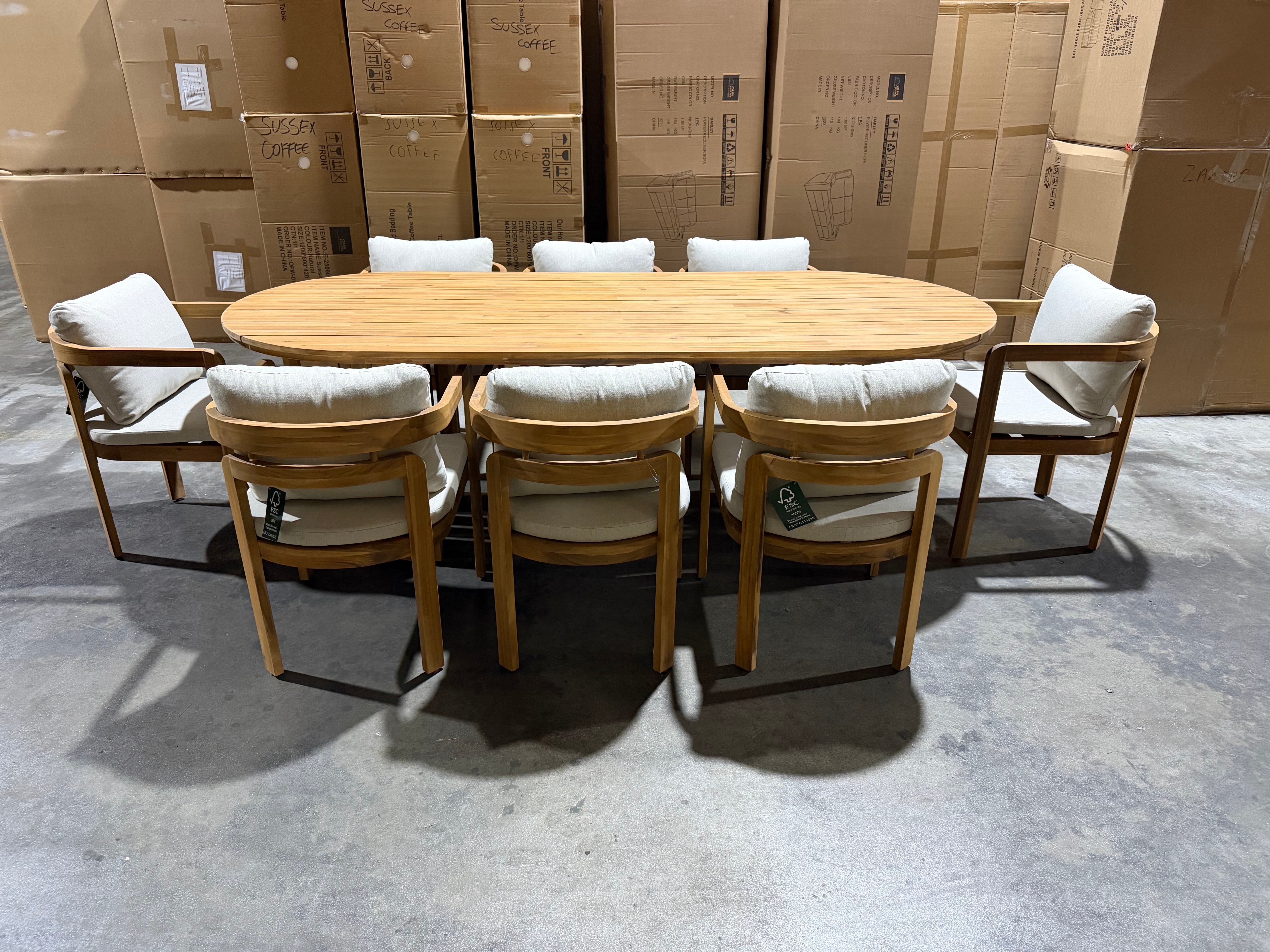 Volare 9pce Outdoor Setting 2300 Table 8 X Chairs