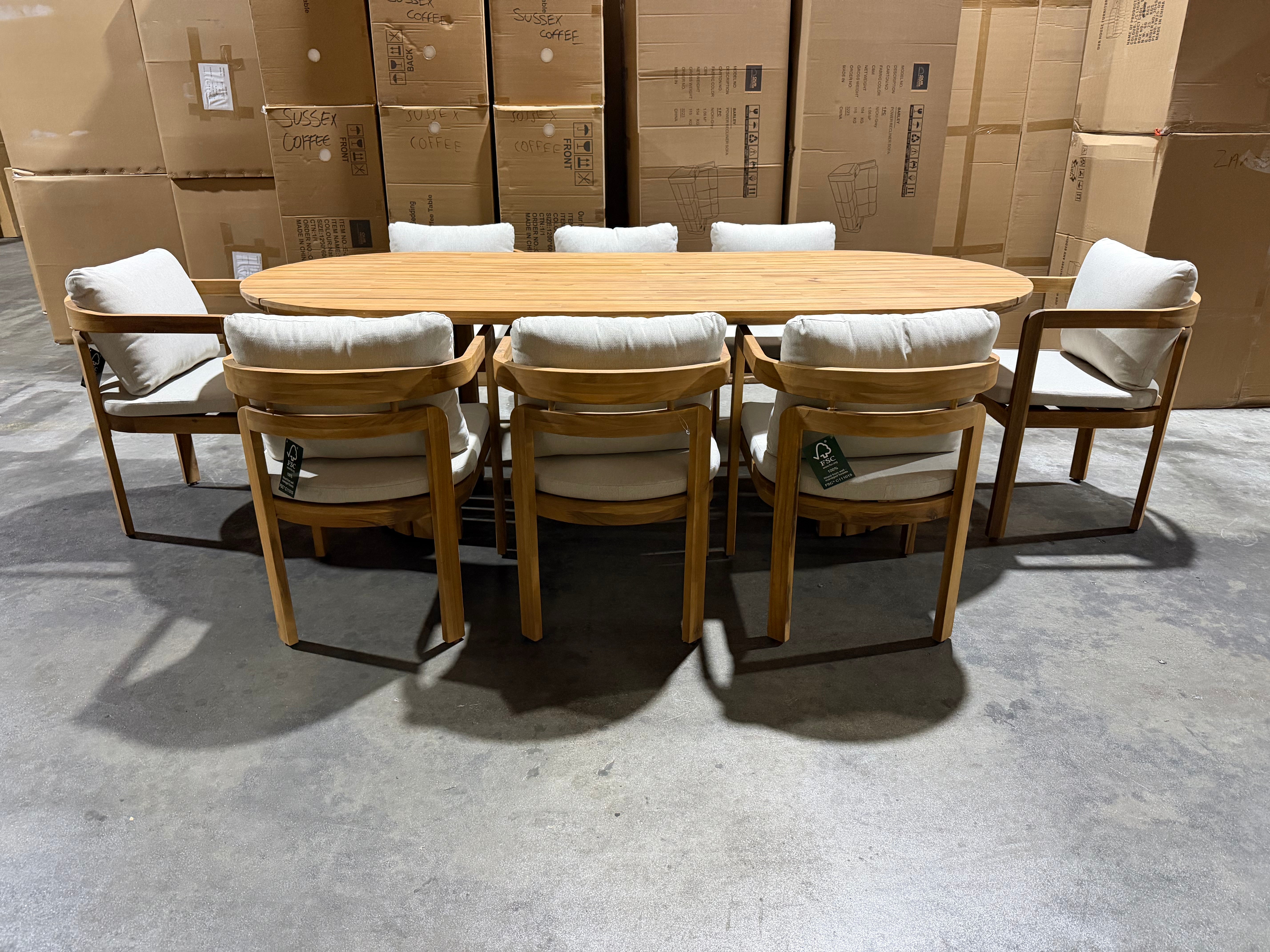 Volare 9pce Outdoor Setting 2300 Table 8 X Chairs