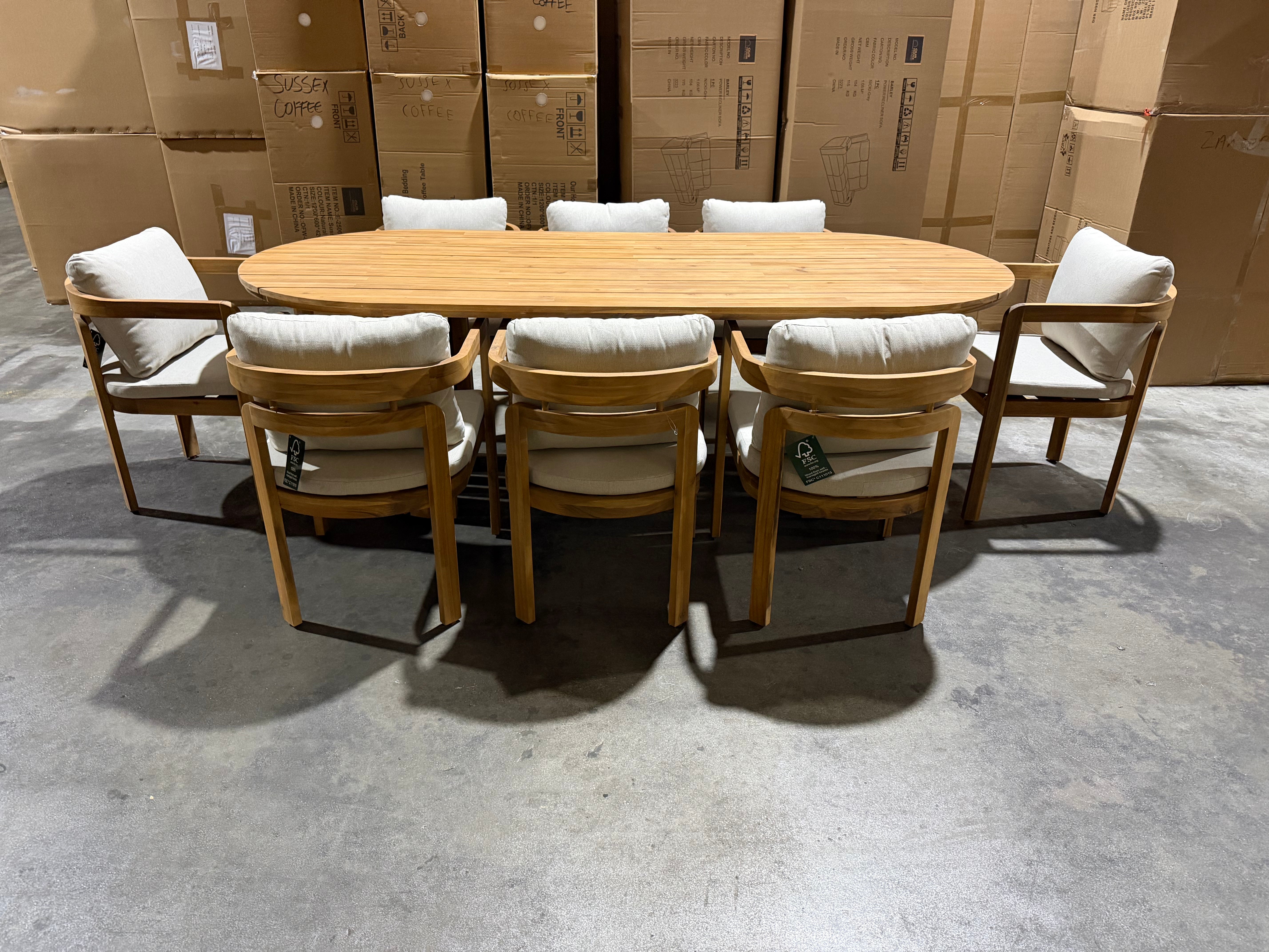 Volare 9pce Outdoor Setting 2300 Table 8 X Chairs