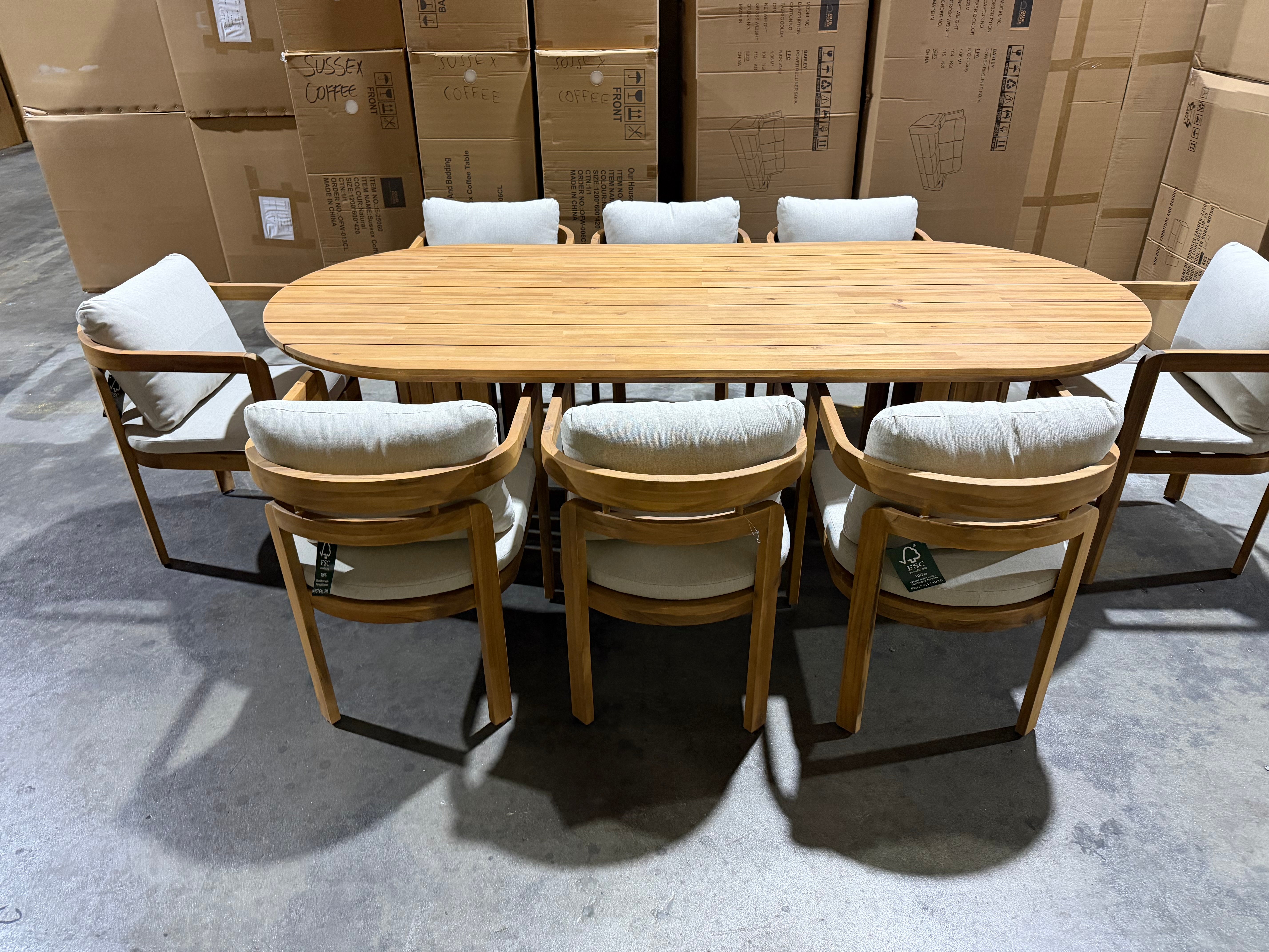 Volare 9pce Outdoor Setting 2300 Table 8 X Chairs