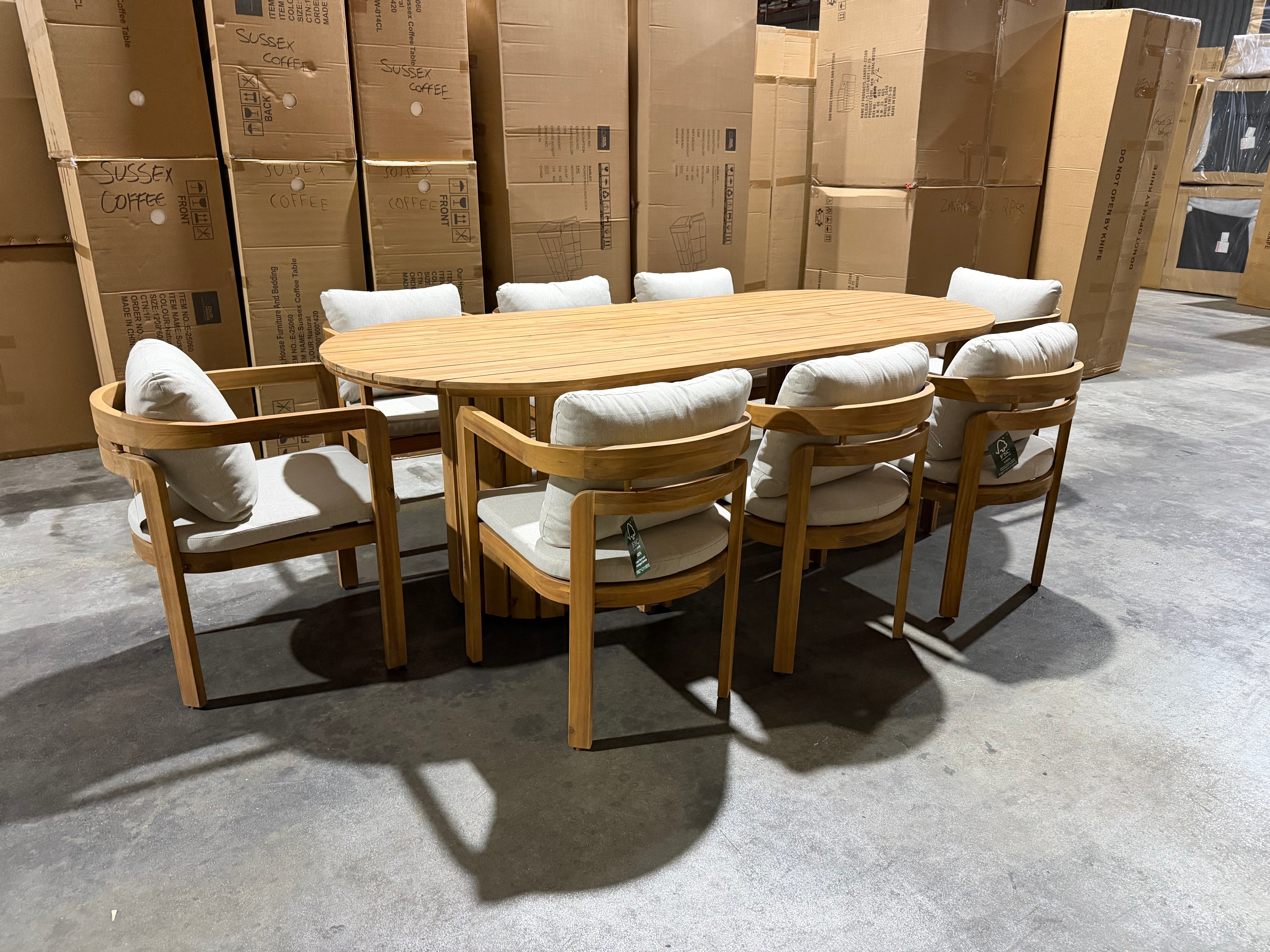 Volare 9pce Outdoor Setting 2300 Table 8 X Chairs