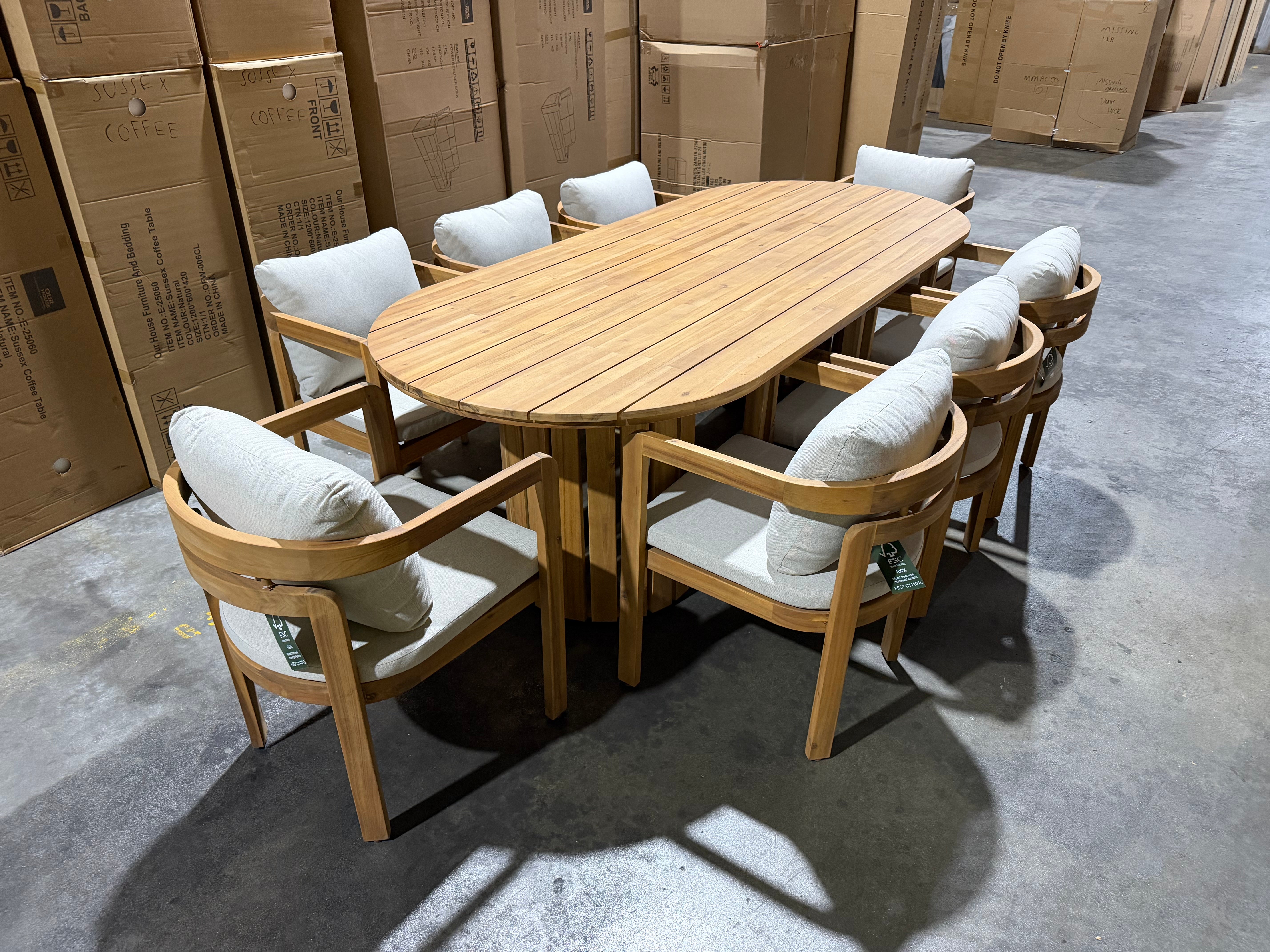 Volare 9pce Outdoor Setting 2300 Table 8 X Chairs