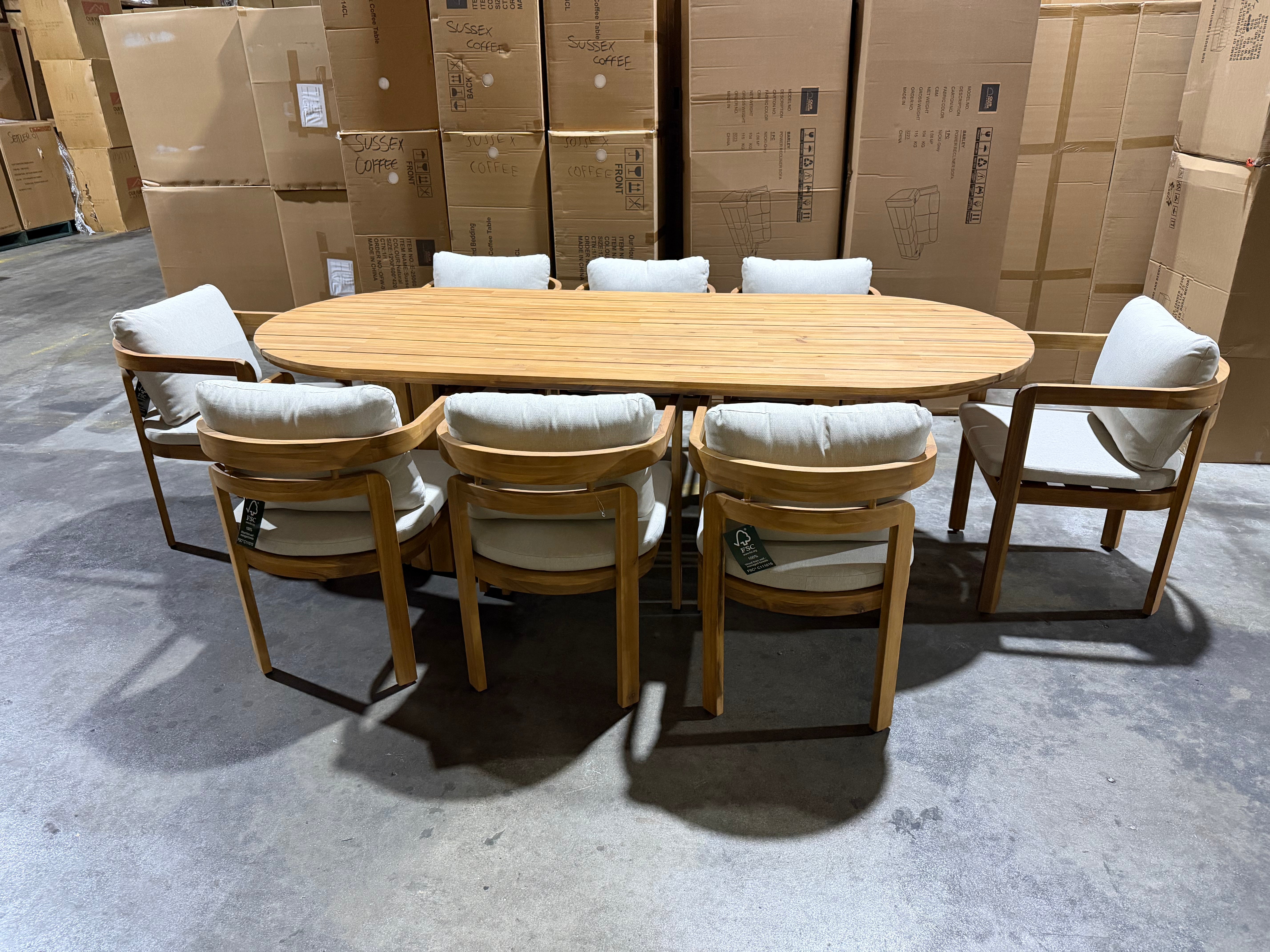 Volare 9pce Outdoor Setting 2300 Table 8 X Chairs