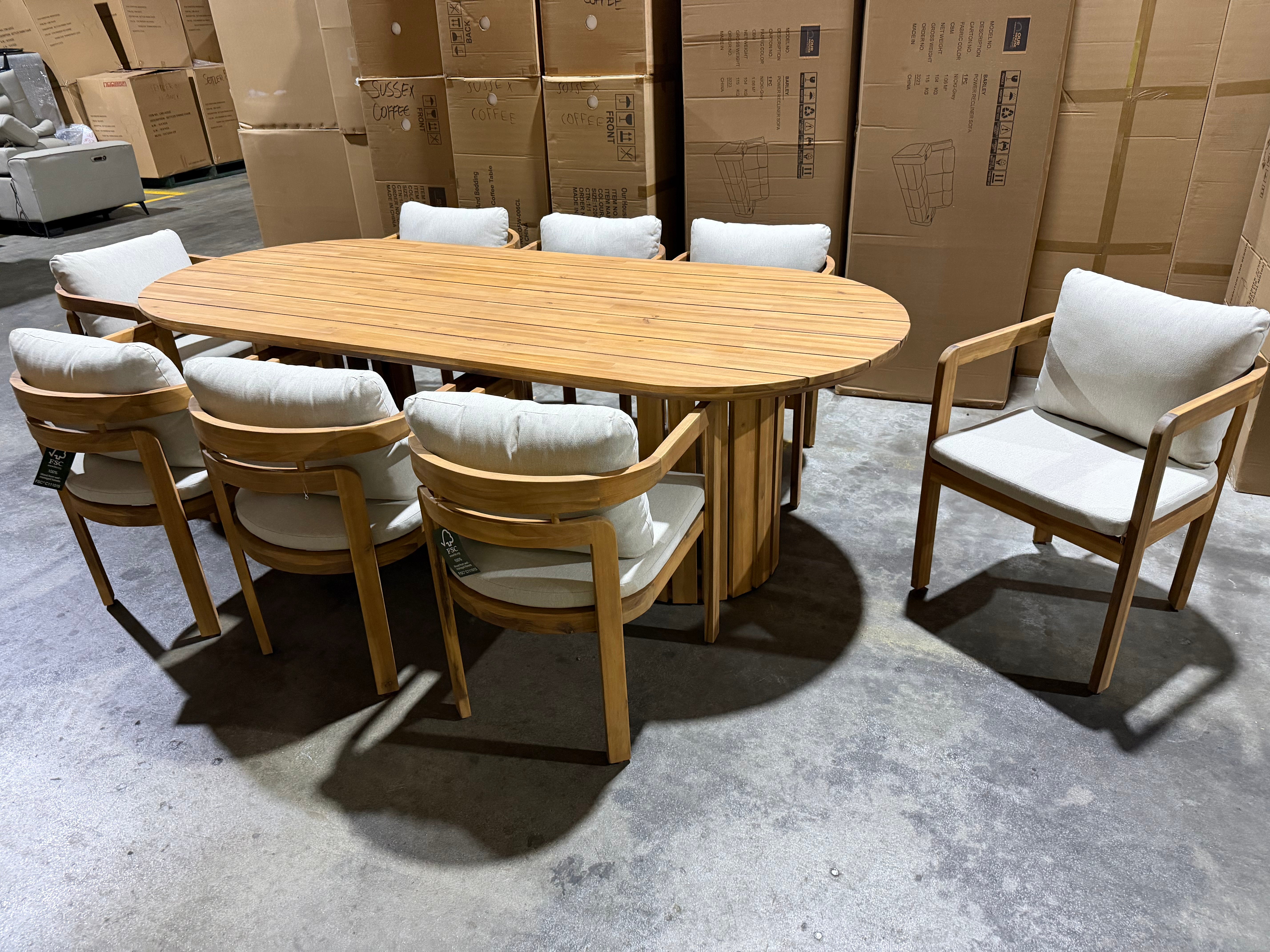 Volare 9pce Outdoor Setting 2300 Table 8 X Chairs