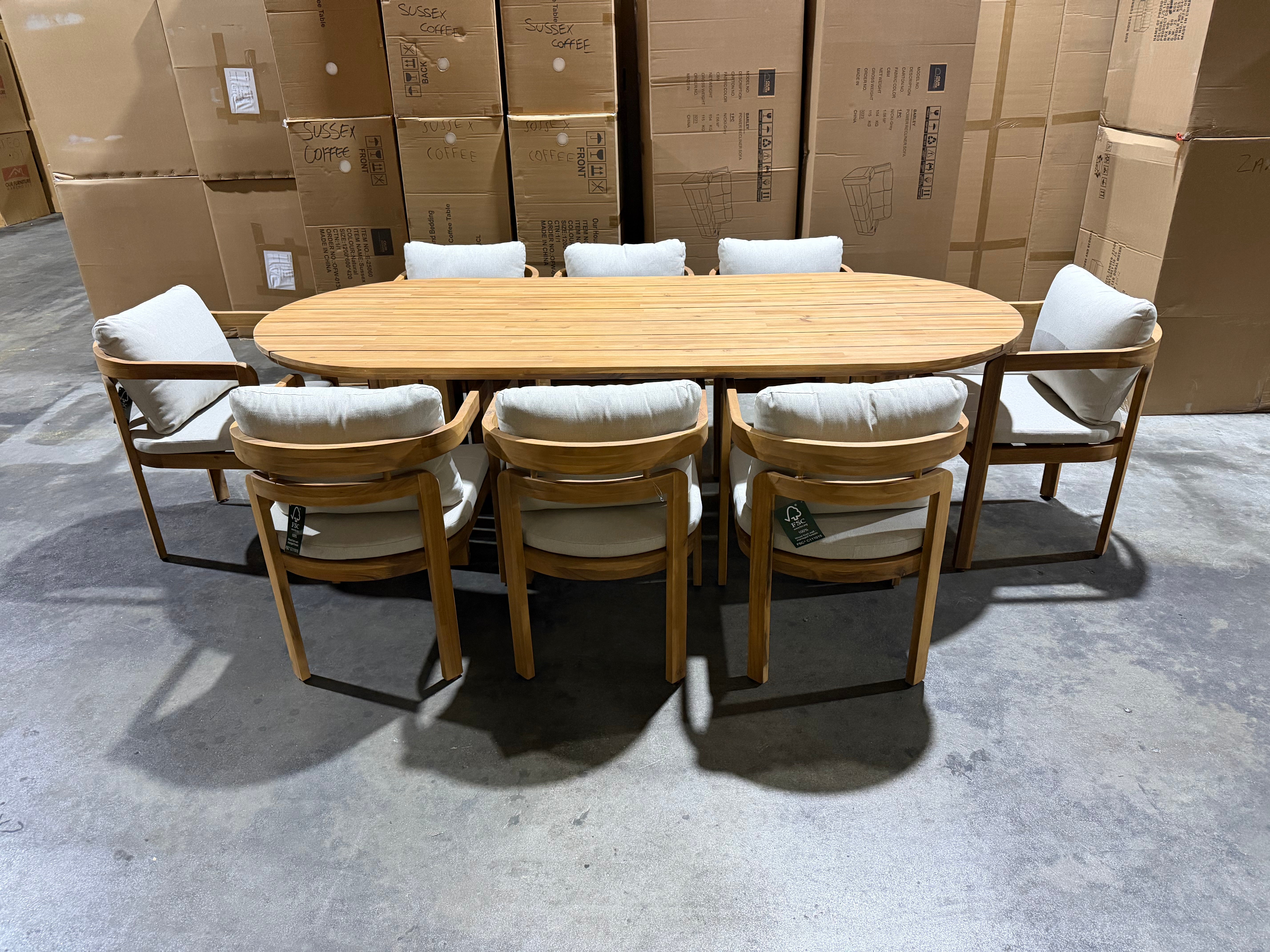 Volare 9pce Outdoor Setting 2300 Table 8 X Chairs