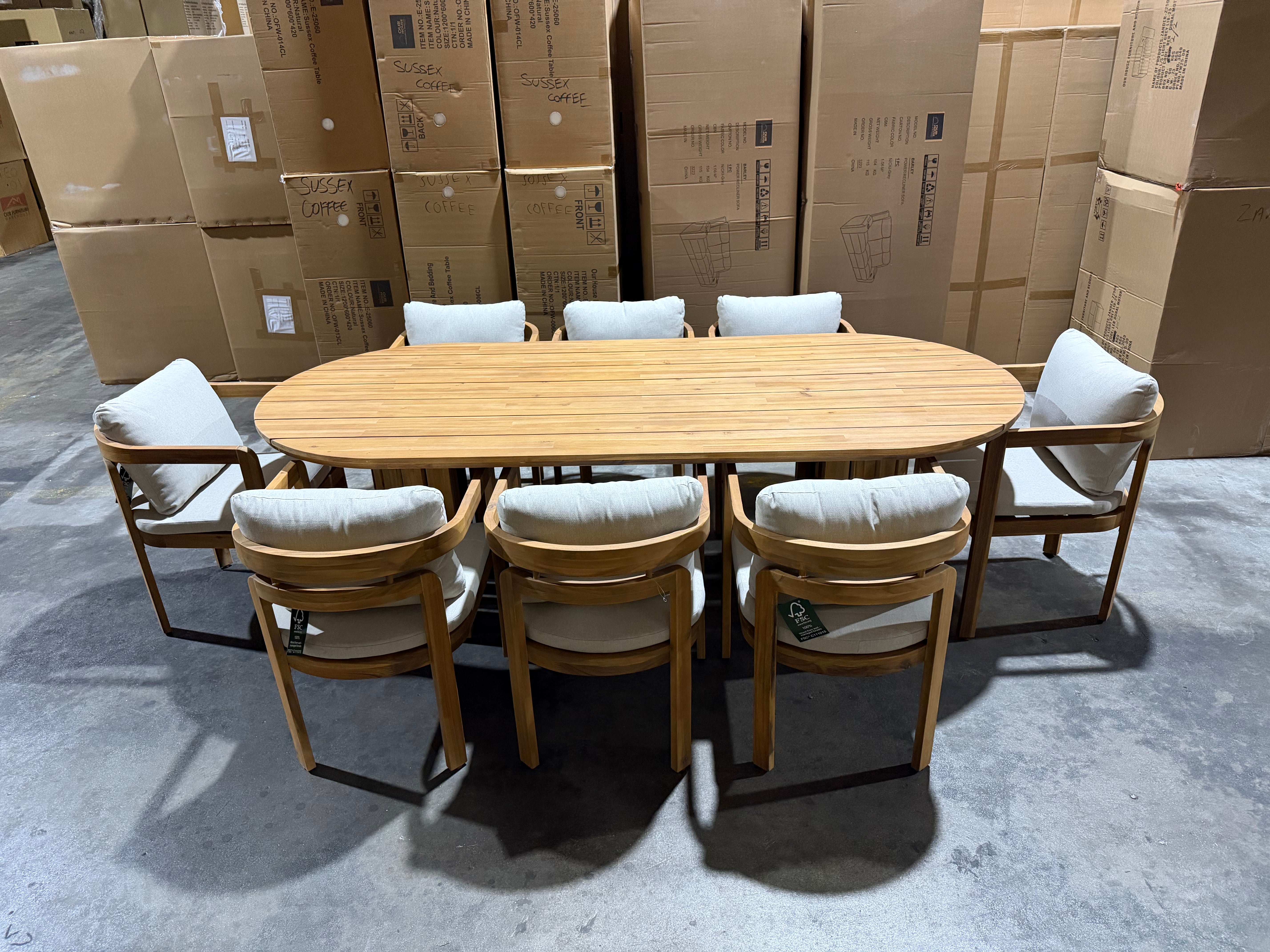 Volare 9pce Outdoor Setting 2300 Table 8 X Chairs