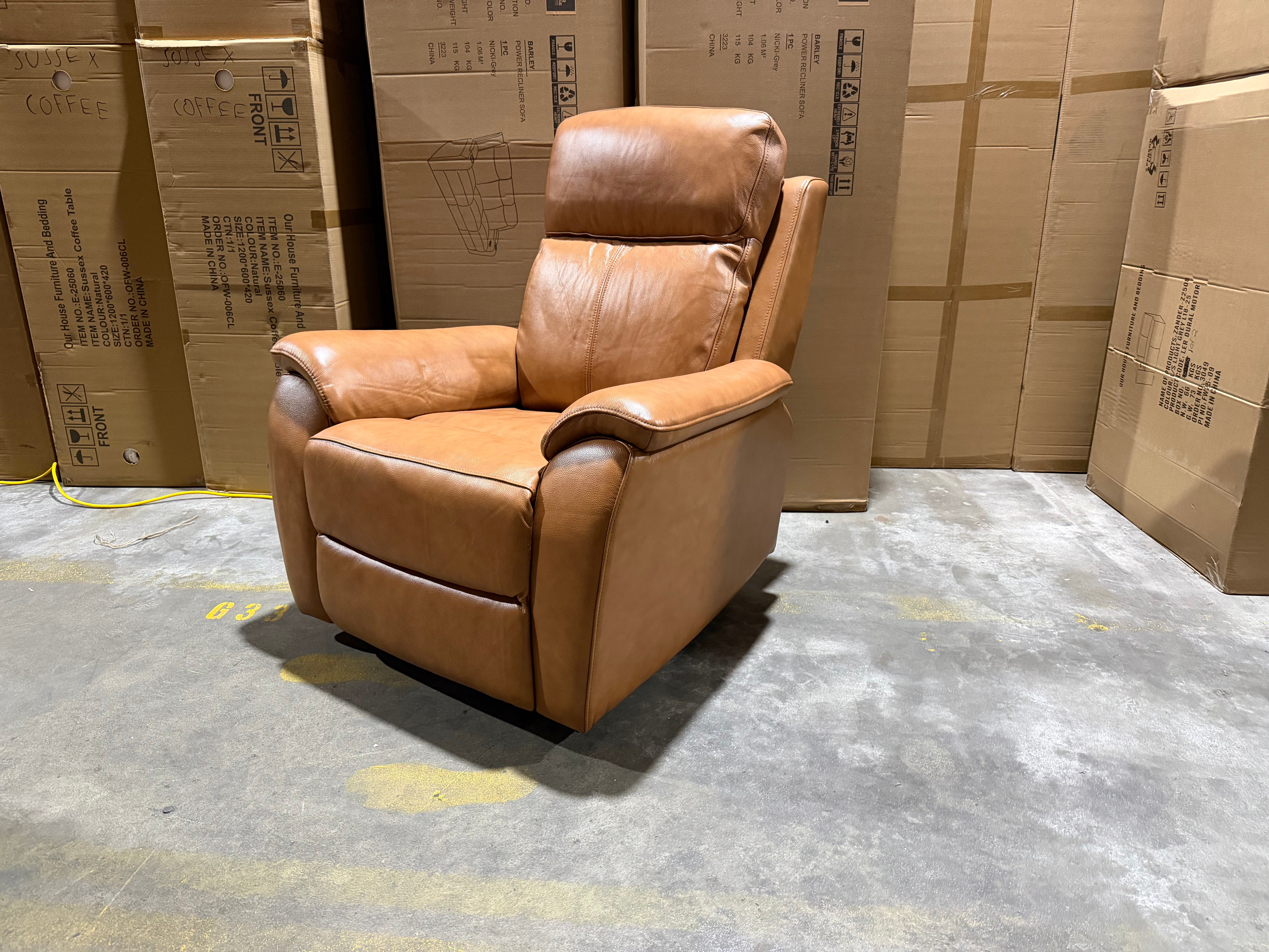 Icon Single Recliner With Triple Mech Electric Seat, Headrest & Lumbar In Tan