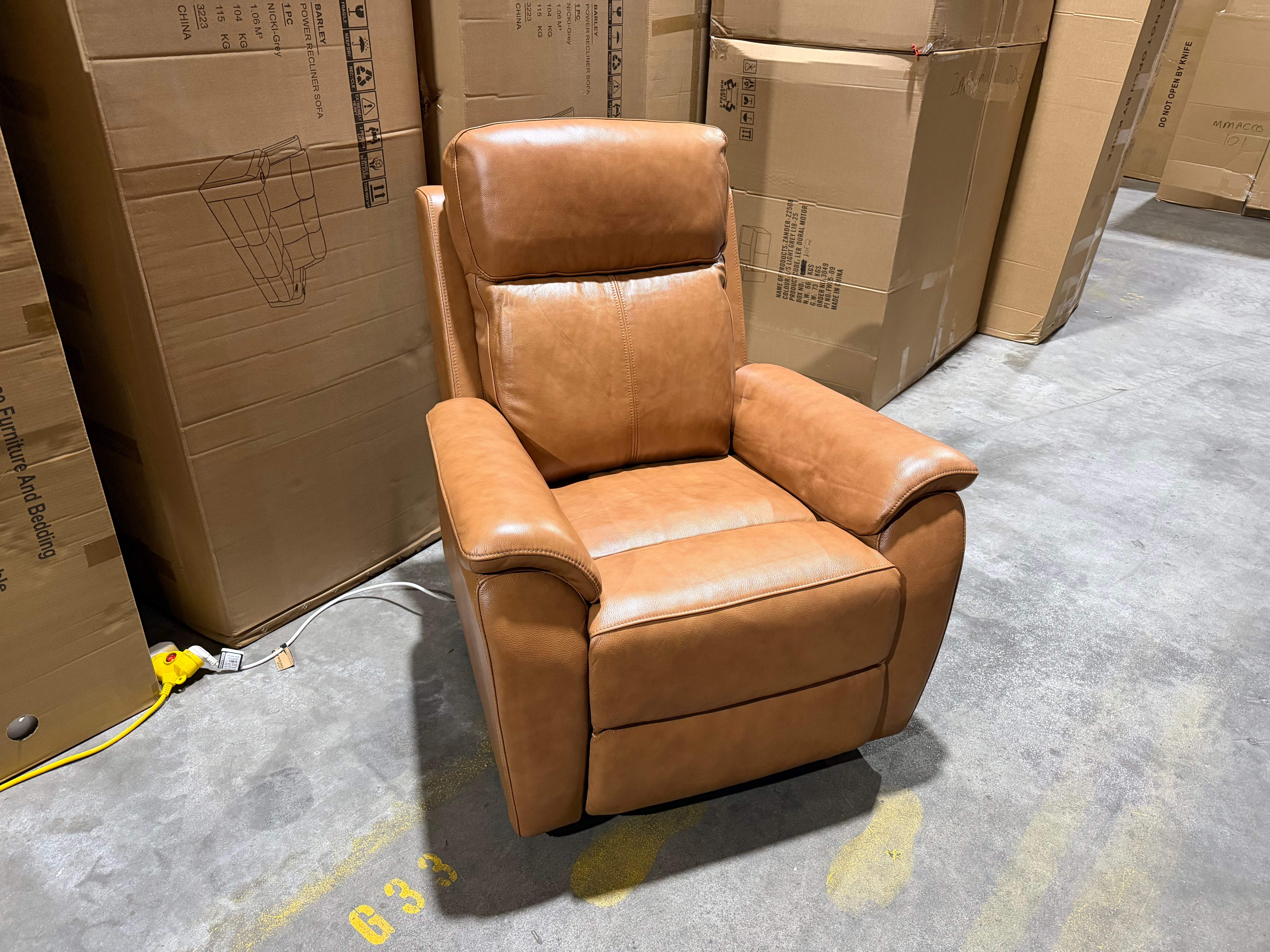 Icon Single Recliner With Triple Mech Electric Seat, Headrest & Lumbar In Tan