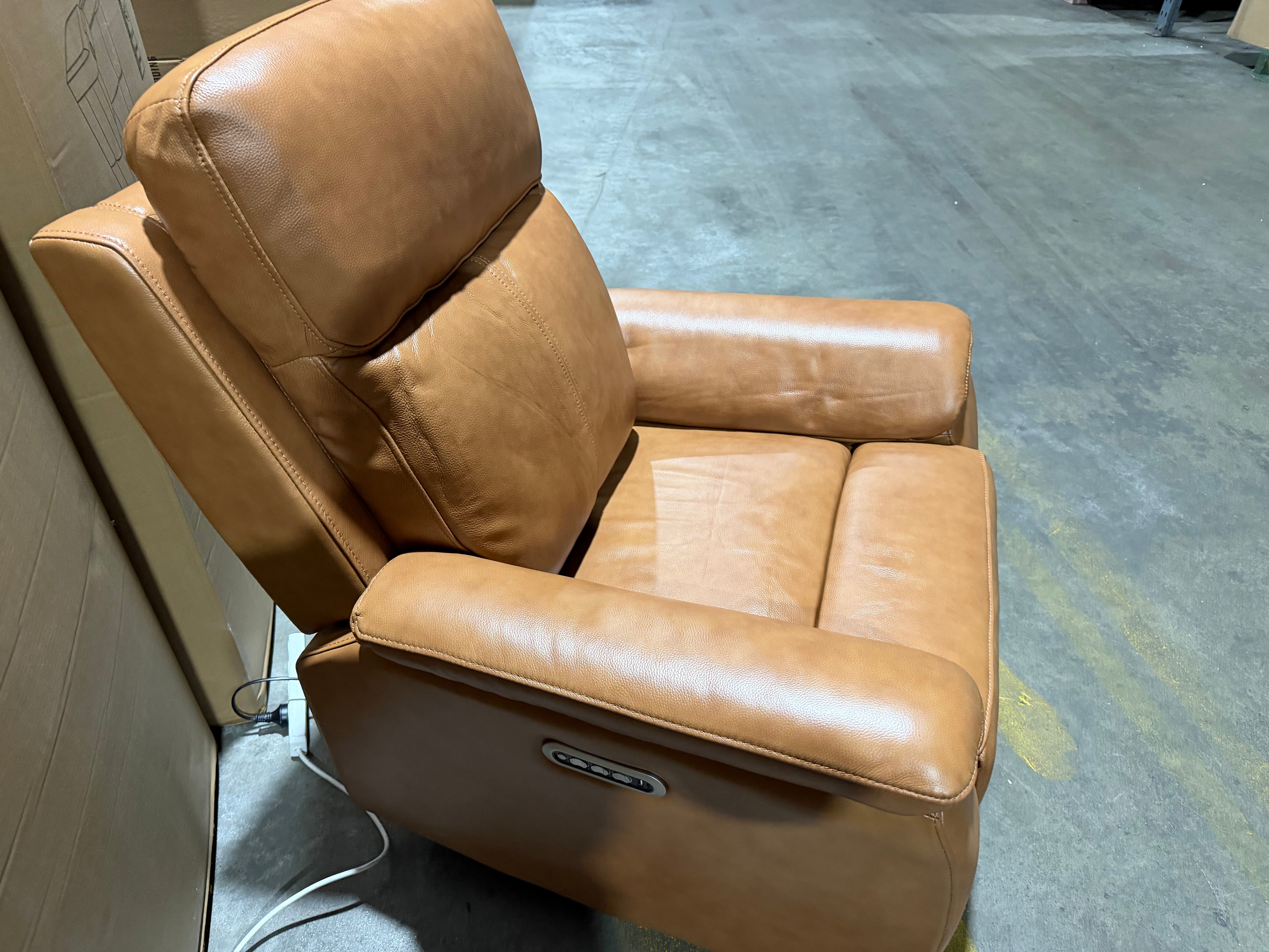 Icon Single Recliner With Triple Mech Electric Seat, Headrest & Lumbar In Tan