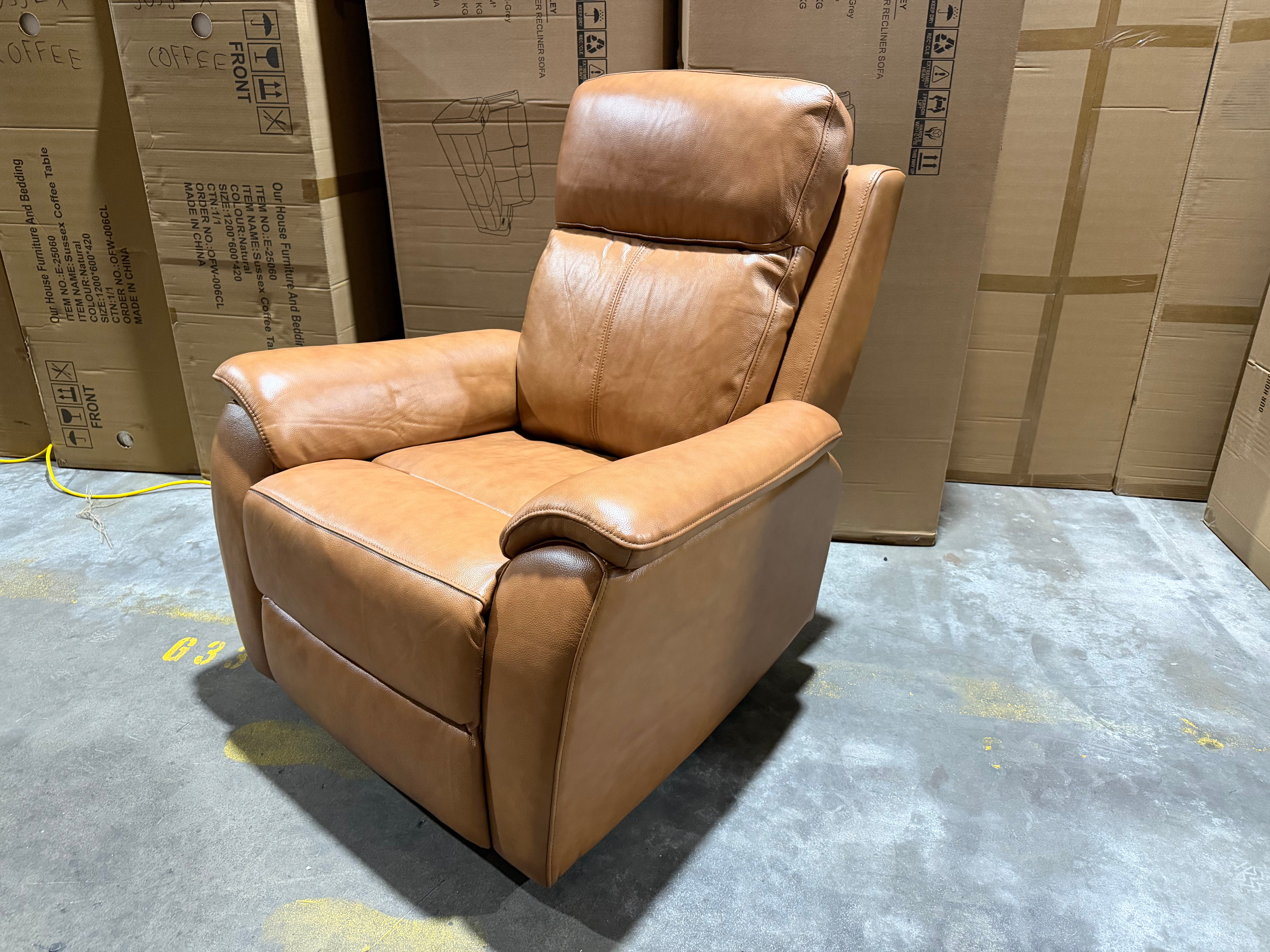 Icon Single Recliner With Triple Mech Electric Seat, Headrest & Lumbar In Tan