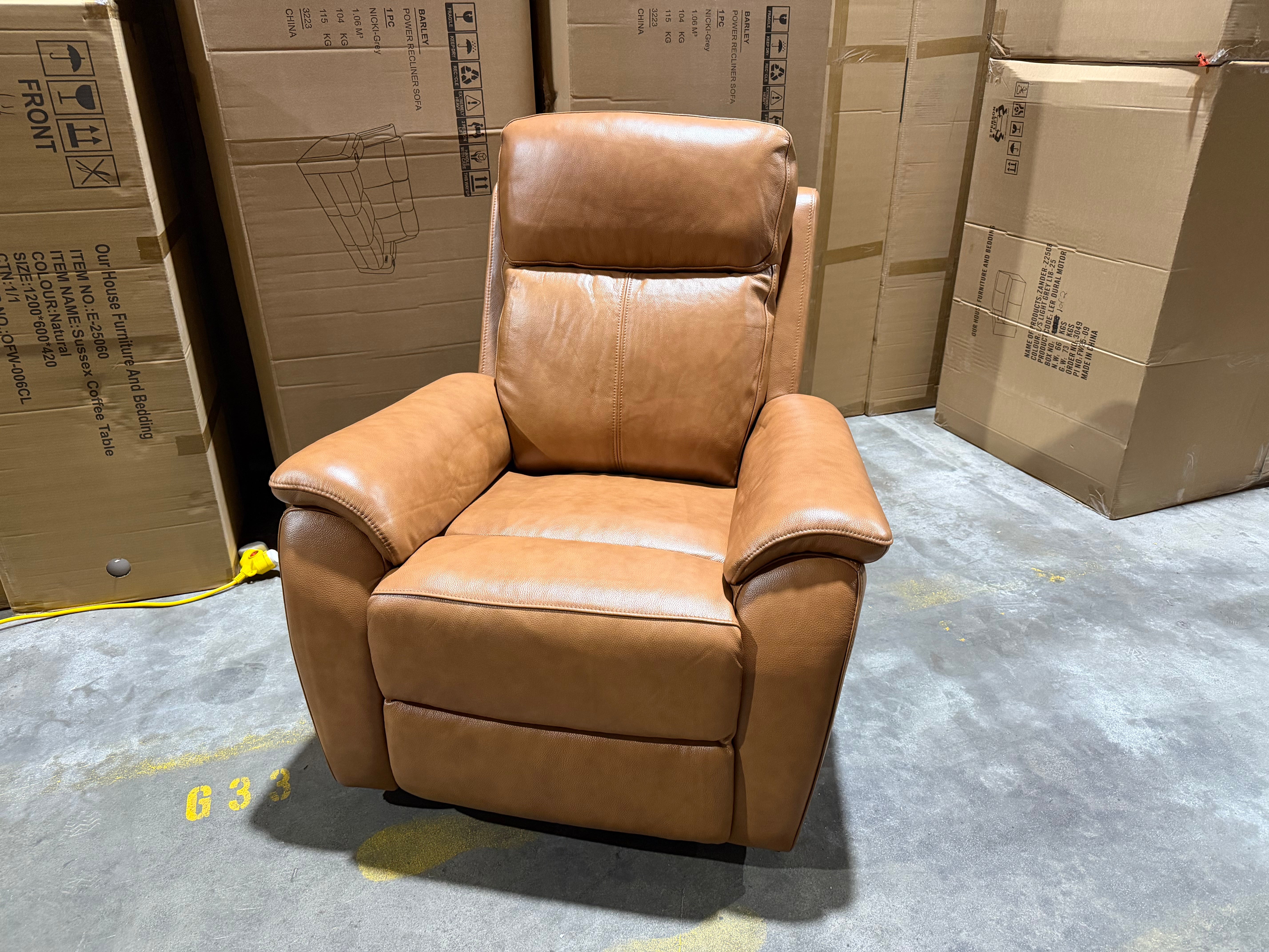 Icon Single Recliner With Triple Mech Electric Seat, Headrest & Lumbar In Tan