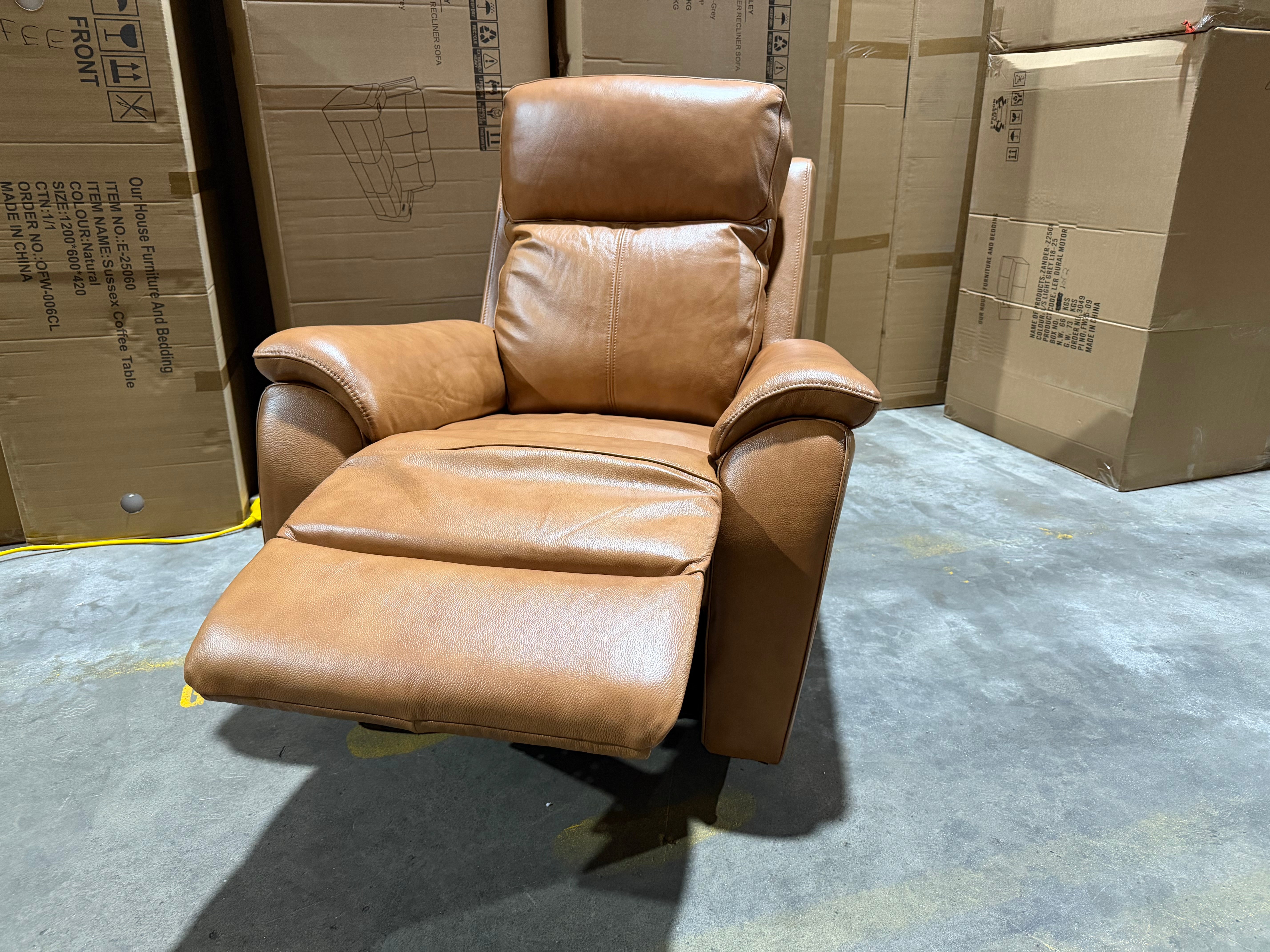Icon Single Recliner With Triple Mech Electric Seat, Headrest & Lumbar In Tan