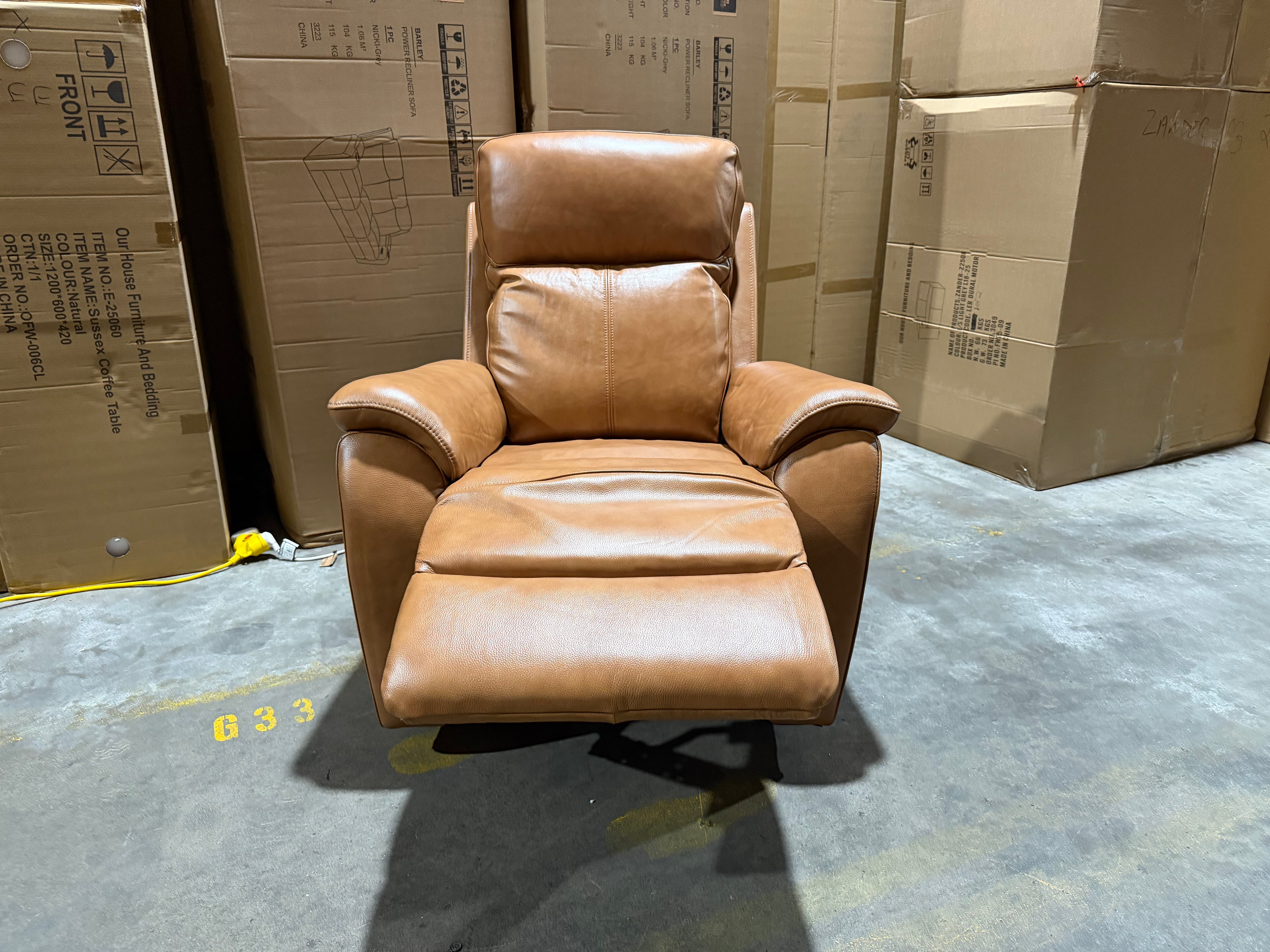 Icon Single Recliner With Triple Mech Electric Seat, Headrest & Lumbar In Tan