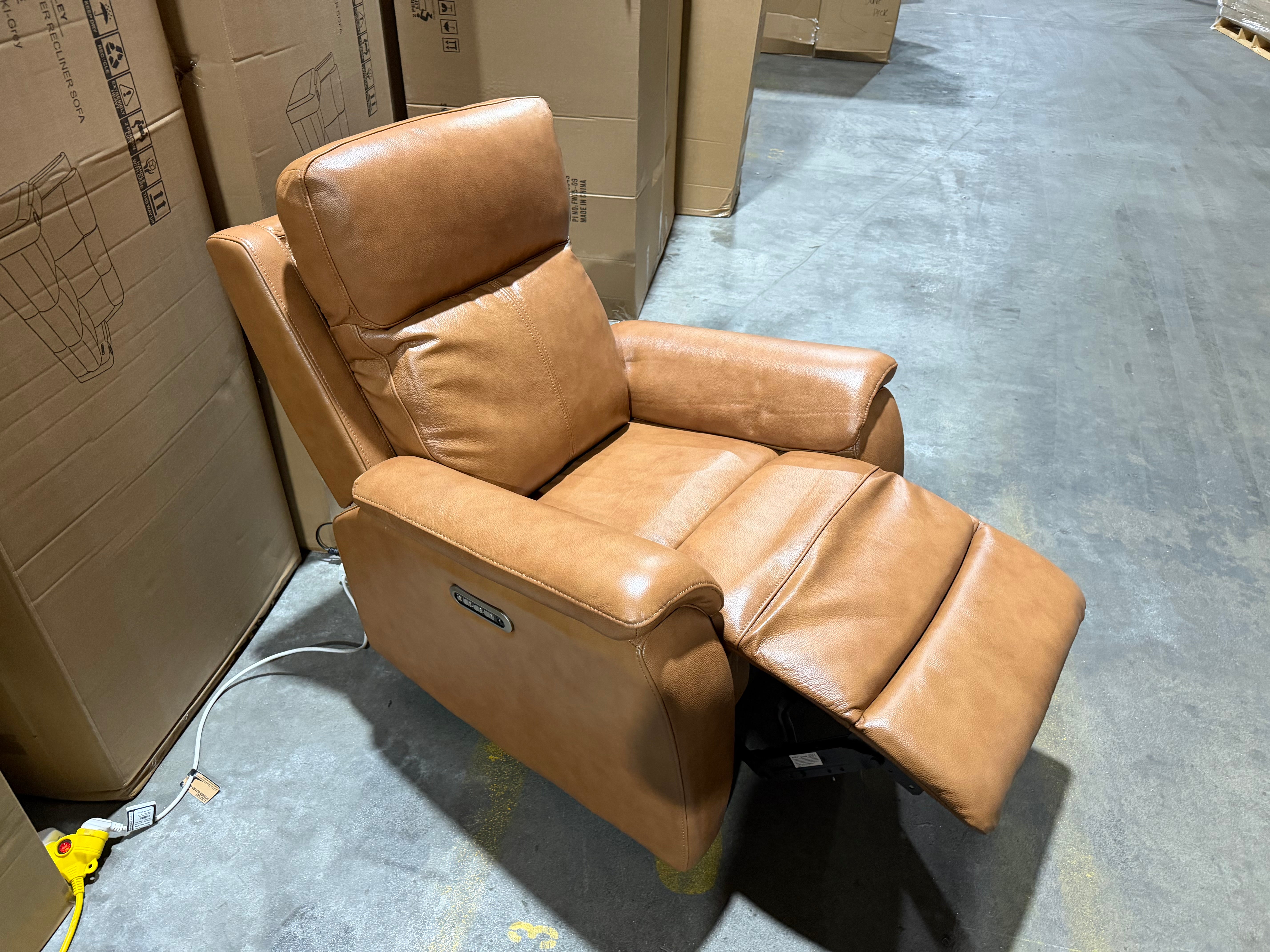 Icon Single Recliner With Triple Mech Electric Seat, Headrest & Lumbar In Tan