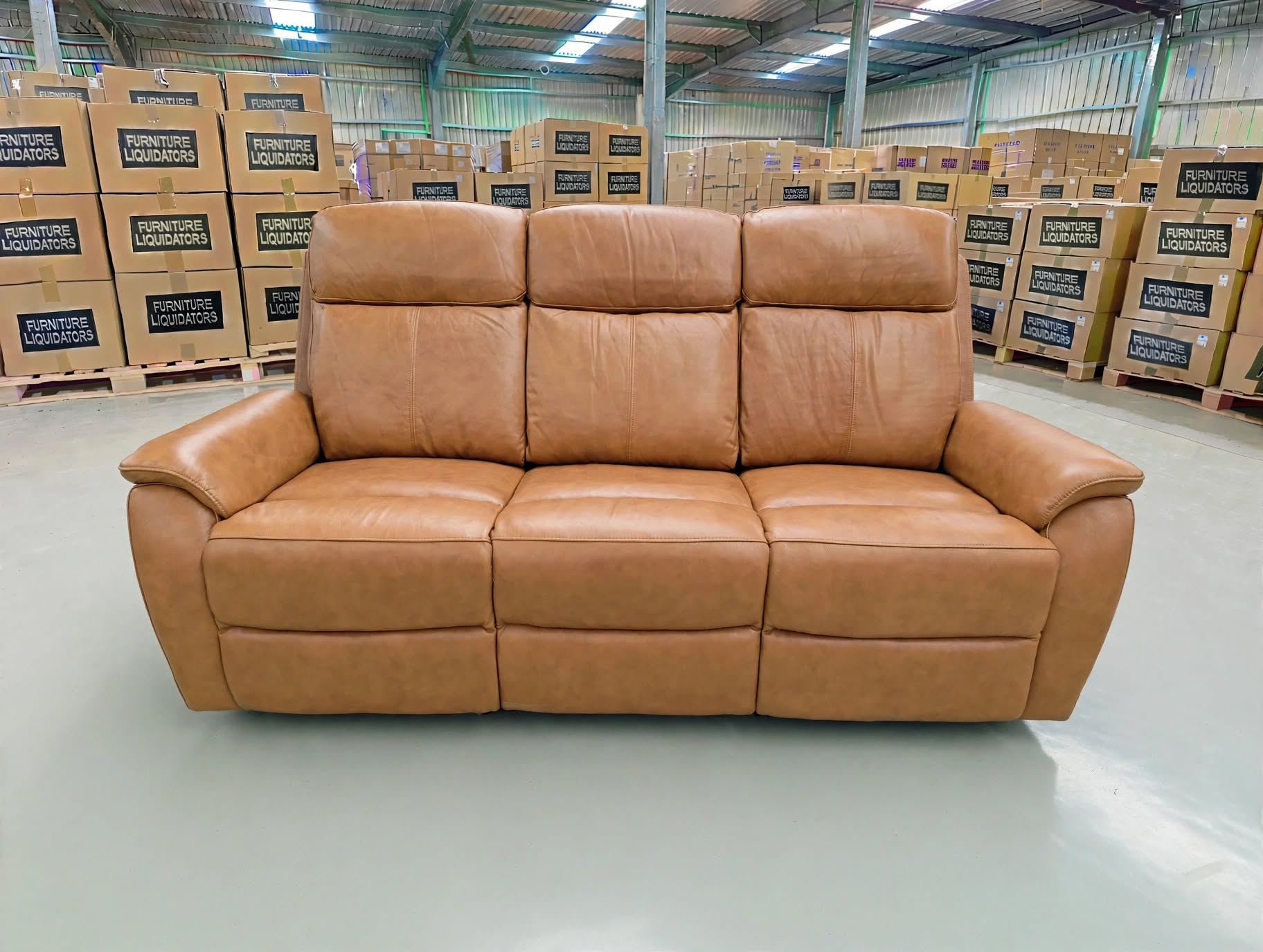 Icon 3 seater with Triple Mech Electric Seat, Headrest & Lumbar In Tan