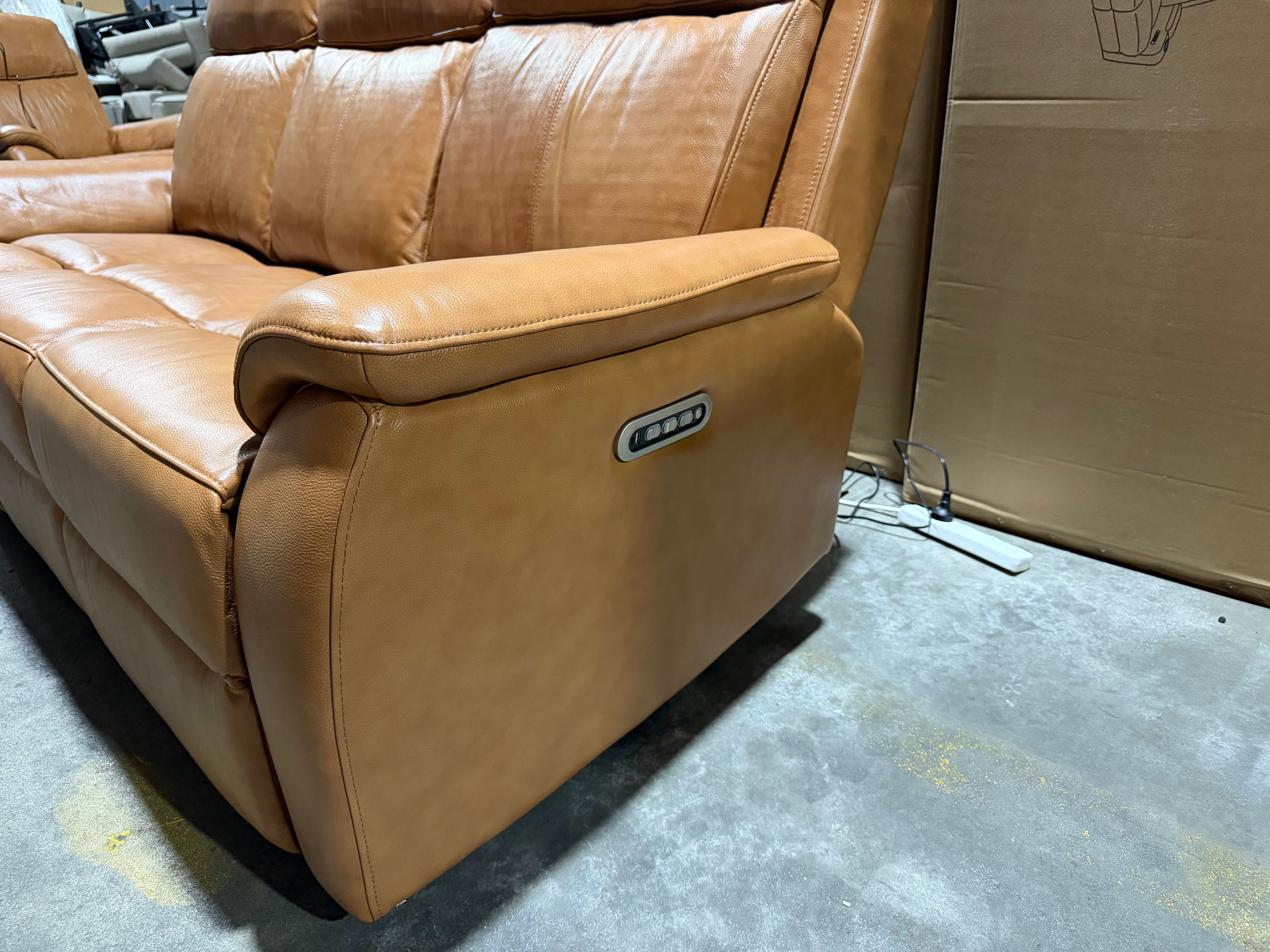 Icon 3 seater with Triple Mech Electric Seat, Headrest & Lumbar In Tan