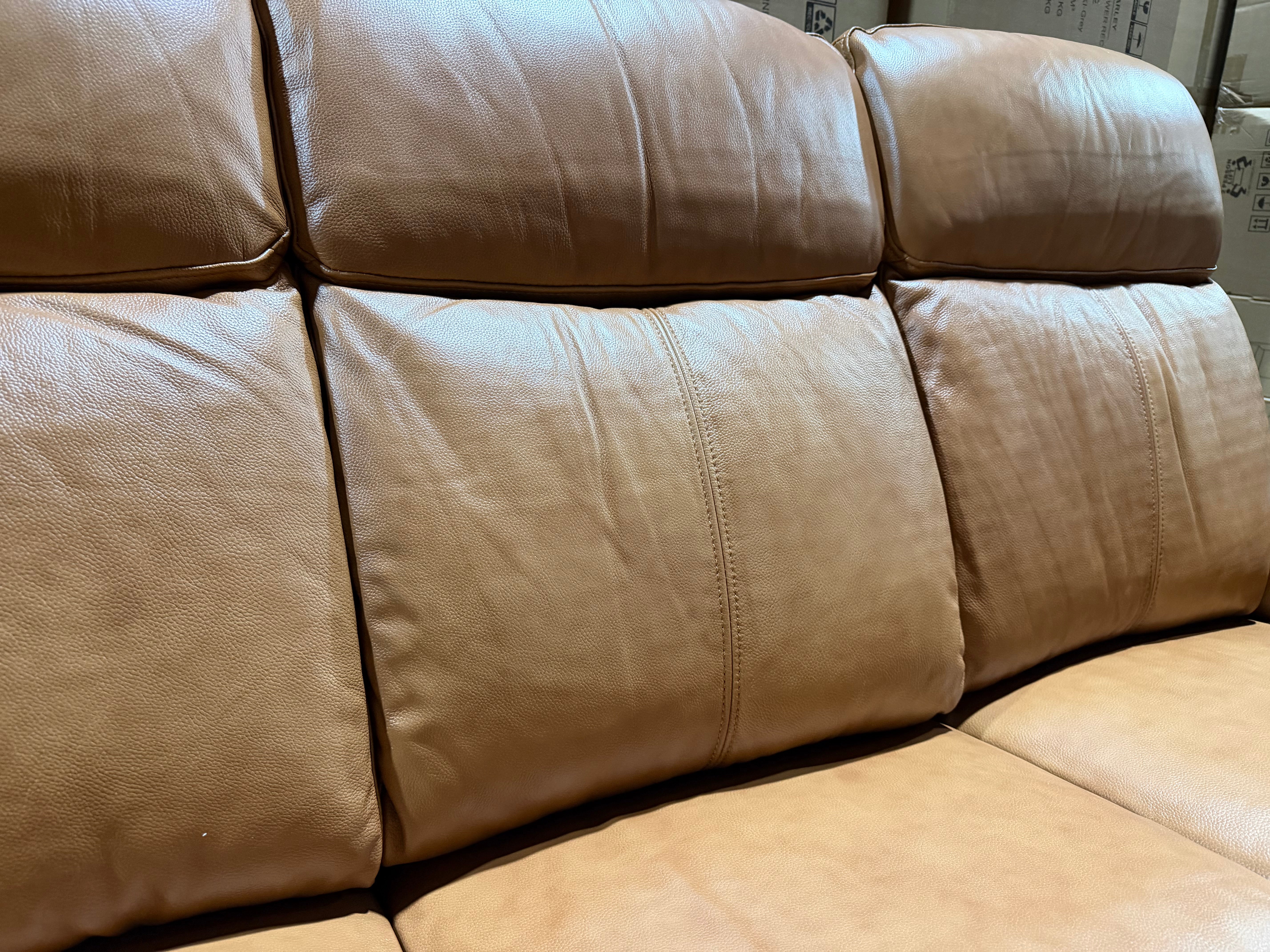 Icon 3 seater with Triple Mech Electric Seat, Headrest & Lumbar In Tan