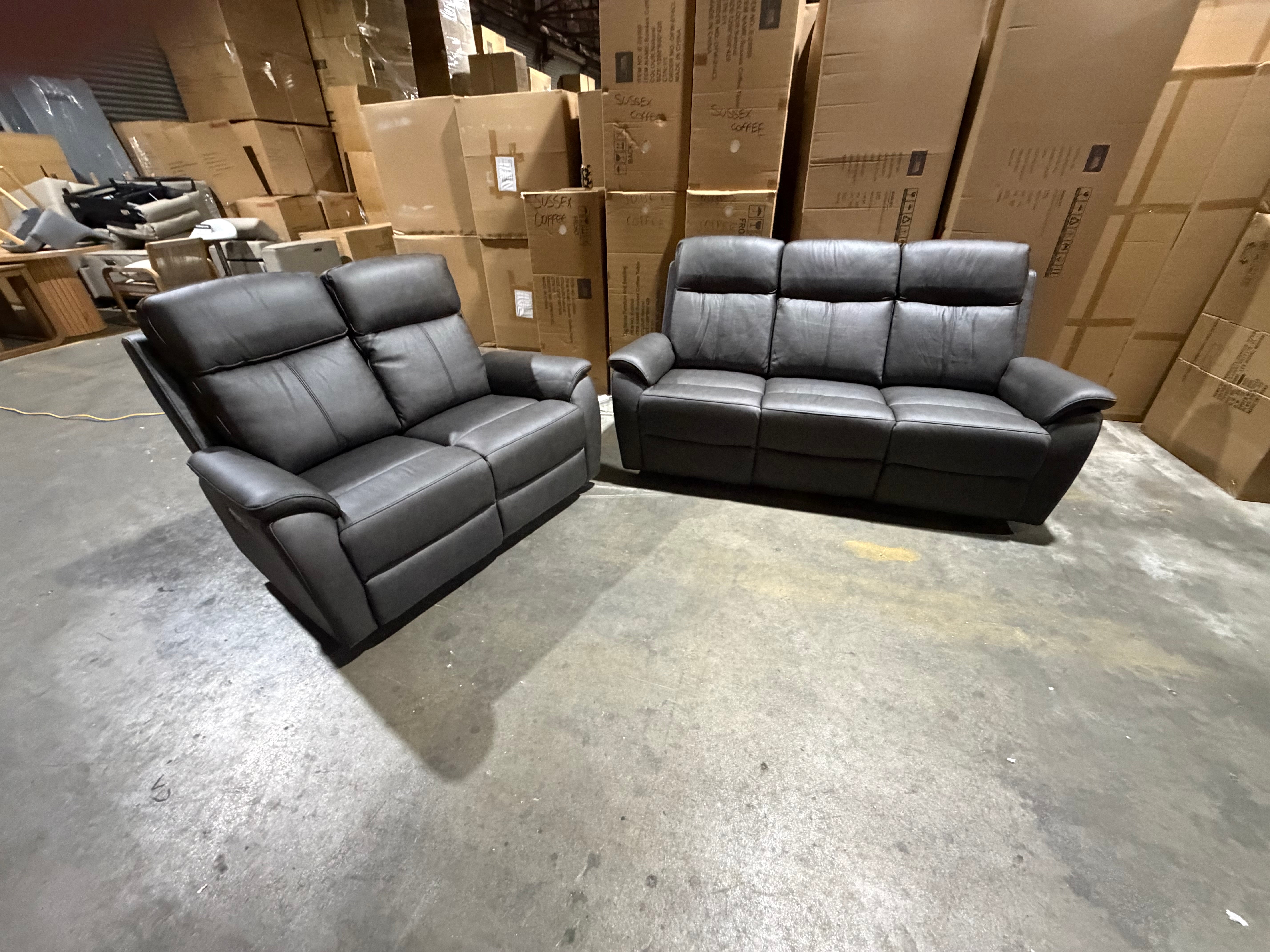 Icon 3+2 Seater Lounge Package In Matte Black Triple Motion