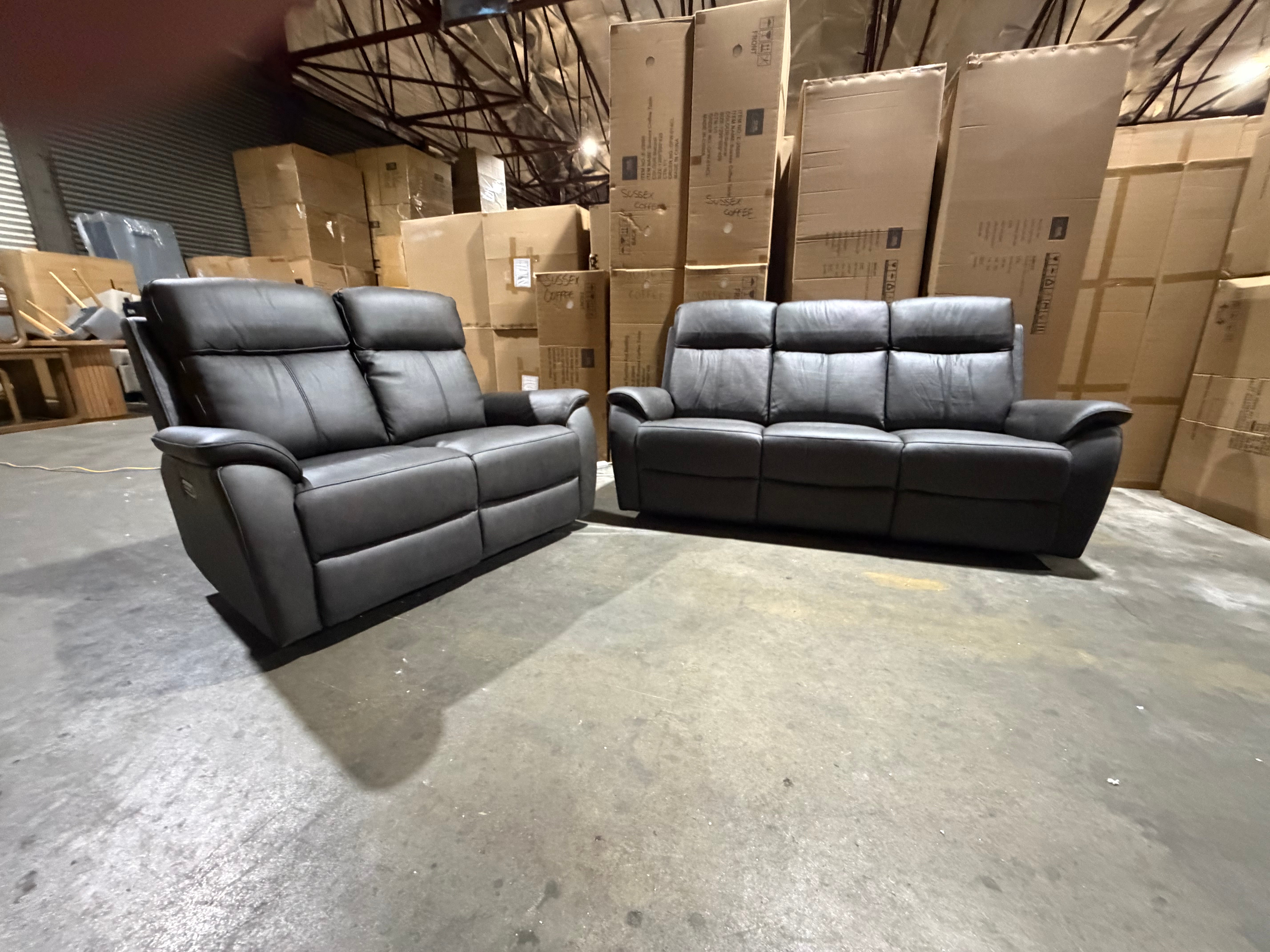 Icon 3+2 Seater Lounge Package In Matte Black Triple Motion