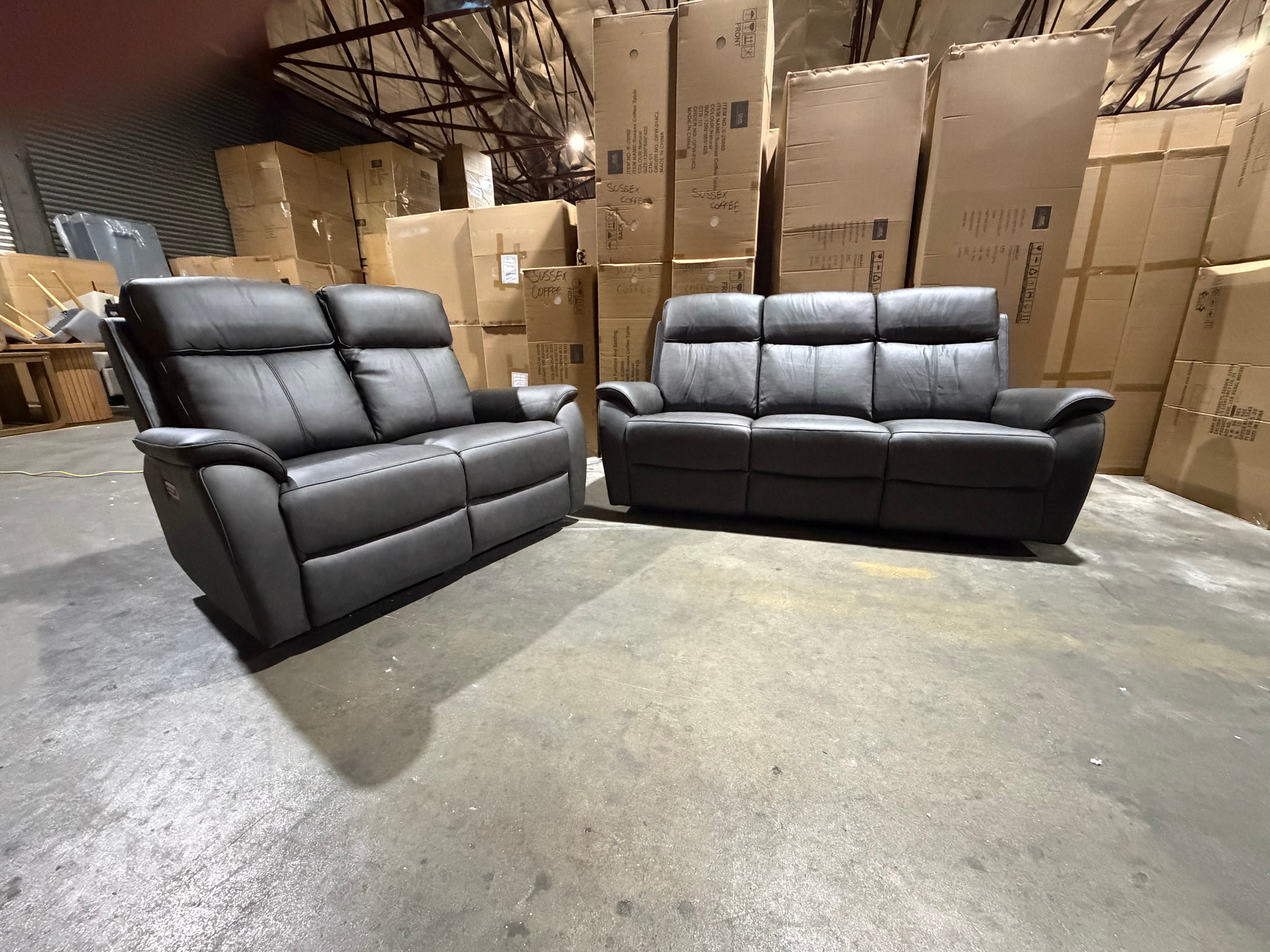 Icon 3+2 Seater Lounge Package In Matte Black Triple Motion