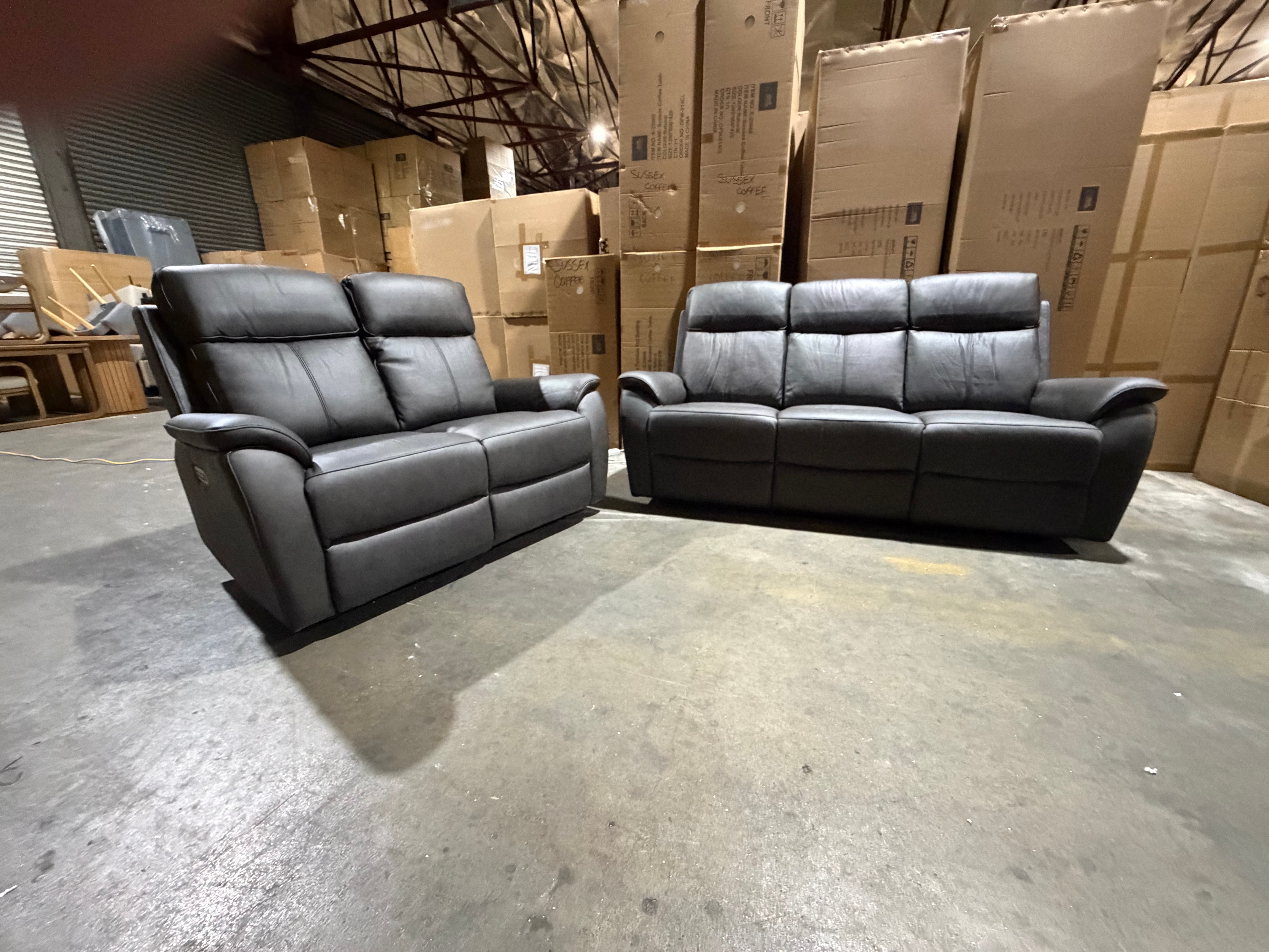 Icon 3+2 Seater Lounge Package In Matte Black Triple Motion