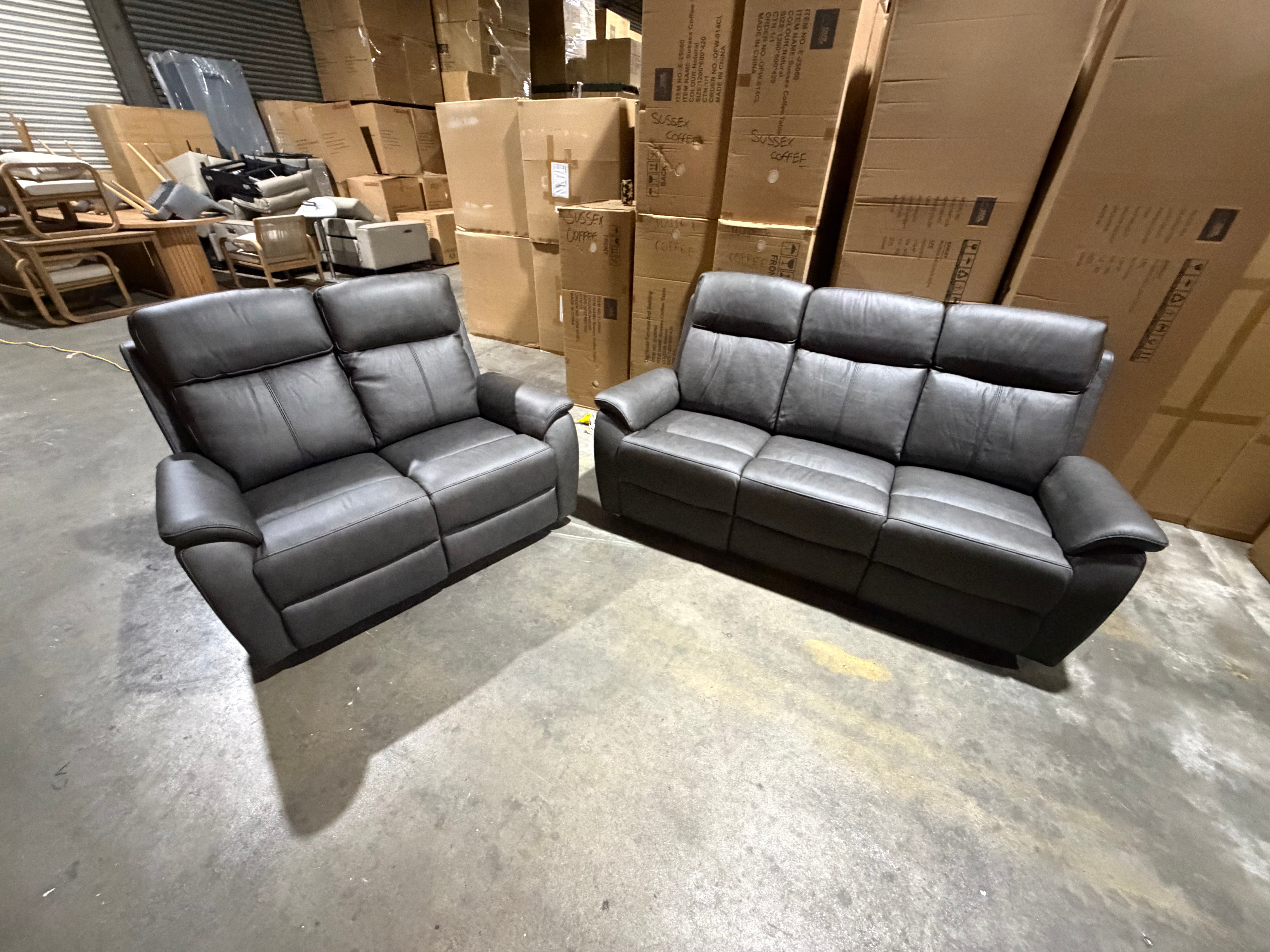 Icon 3+2 Seater Lounge Package In Matte Black Triple Motion