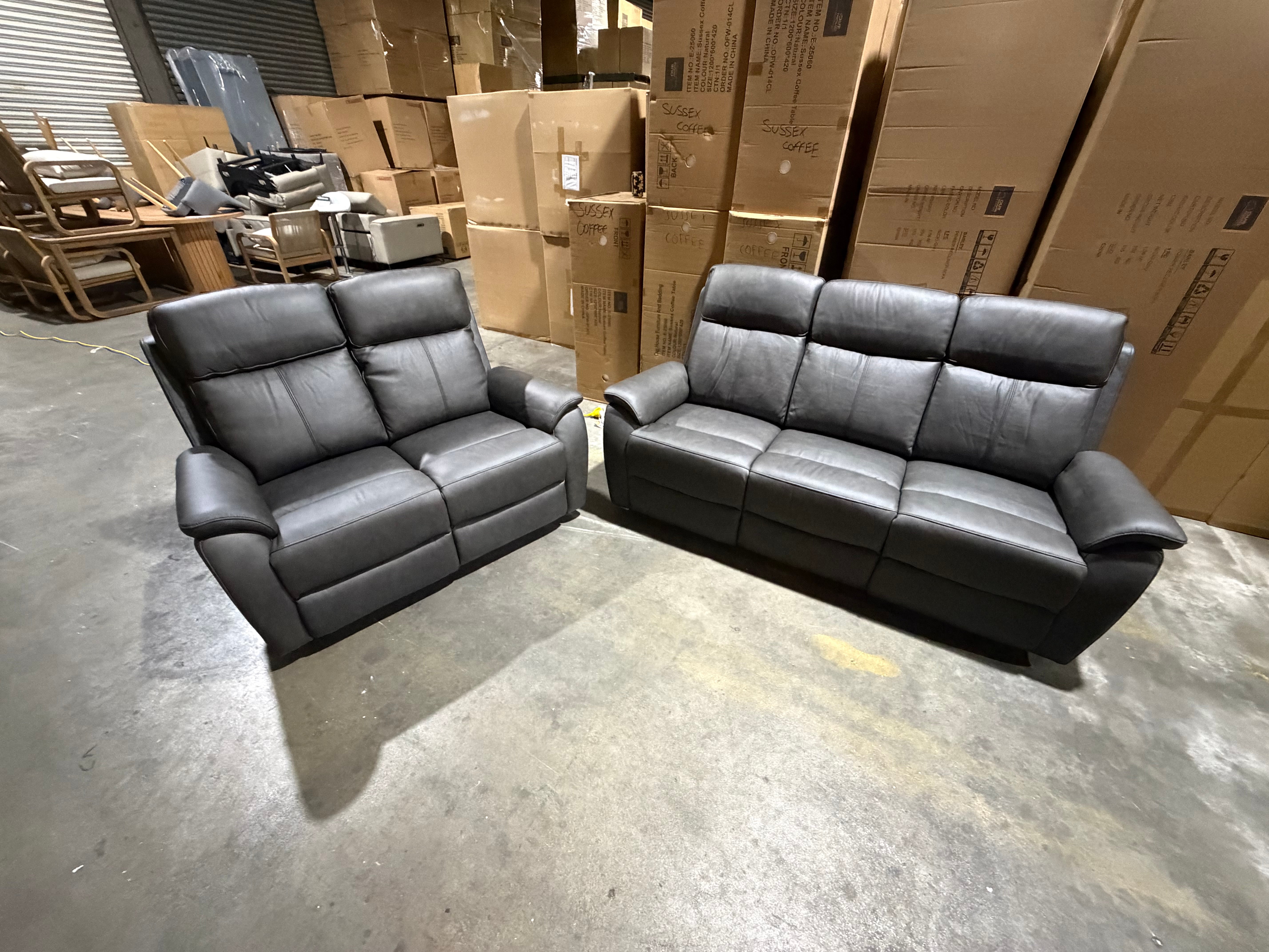 Icon 3+2 Seater Lounge Package In Matte Black Triple Motion