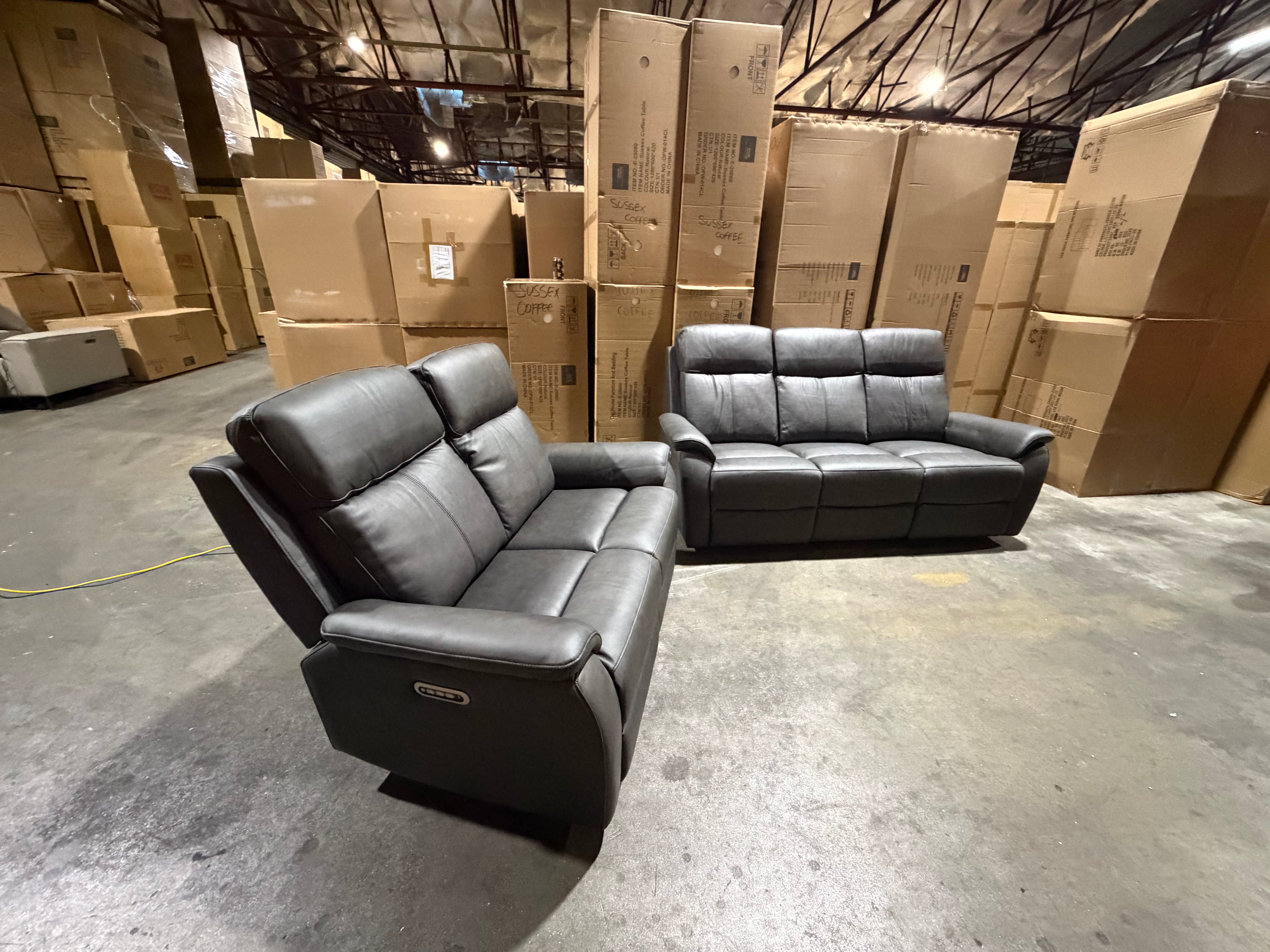 Icon 3+2 Seater Lounge Package In Matte Black Triple Motion