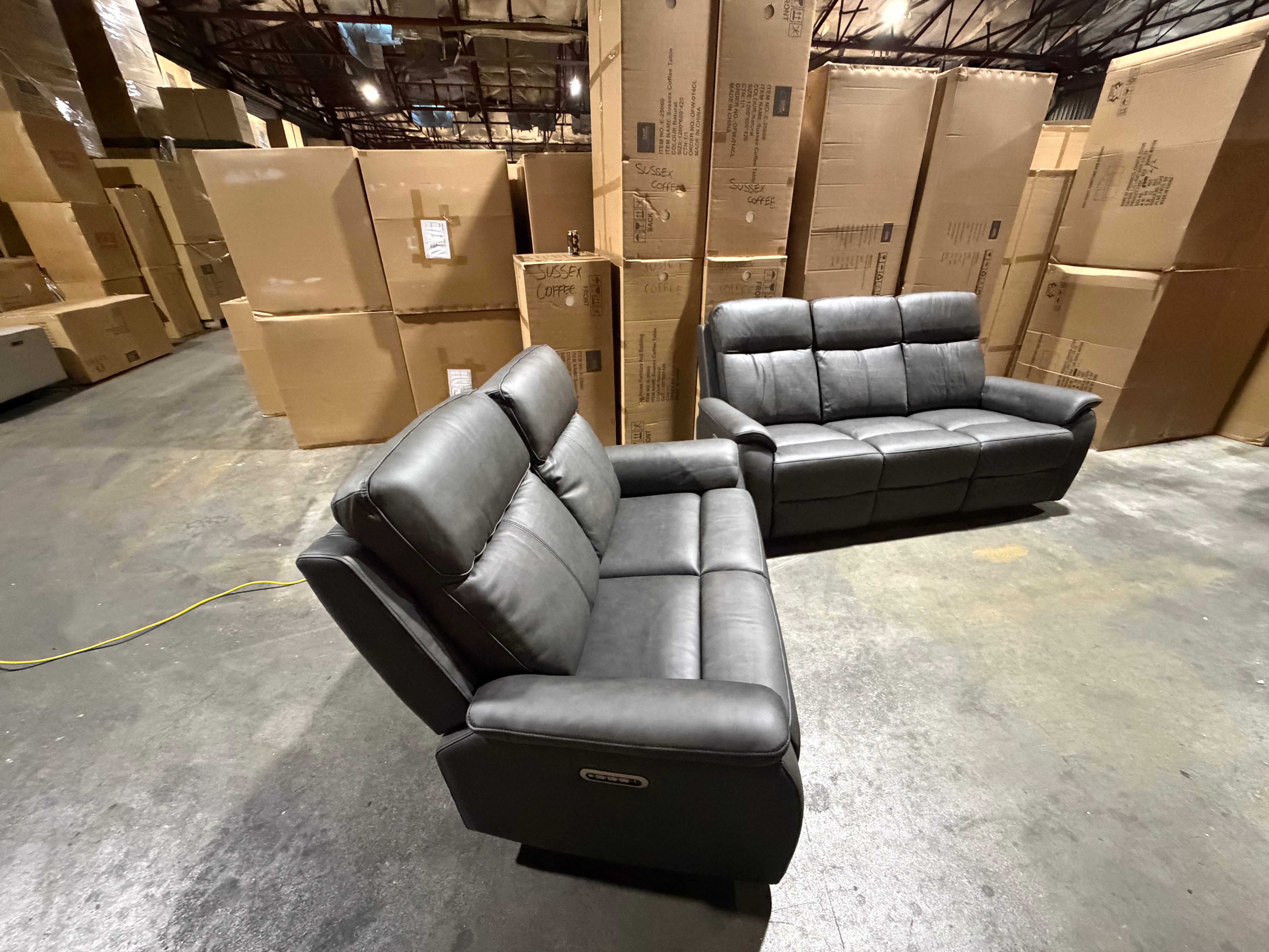 Icon 3+2 Seater Lounge Package In Matte Black Triple Motion
