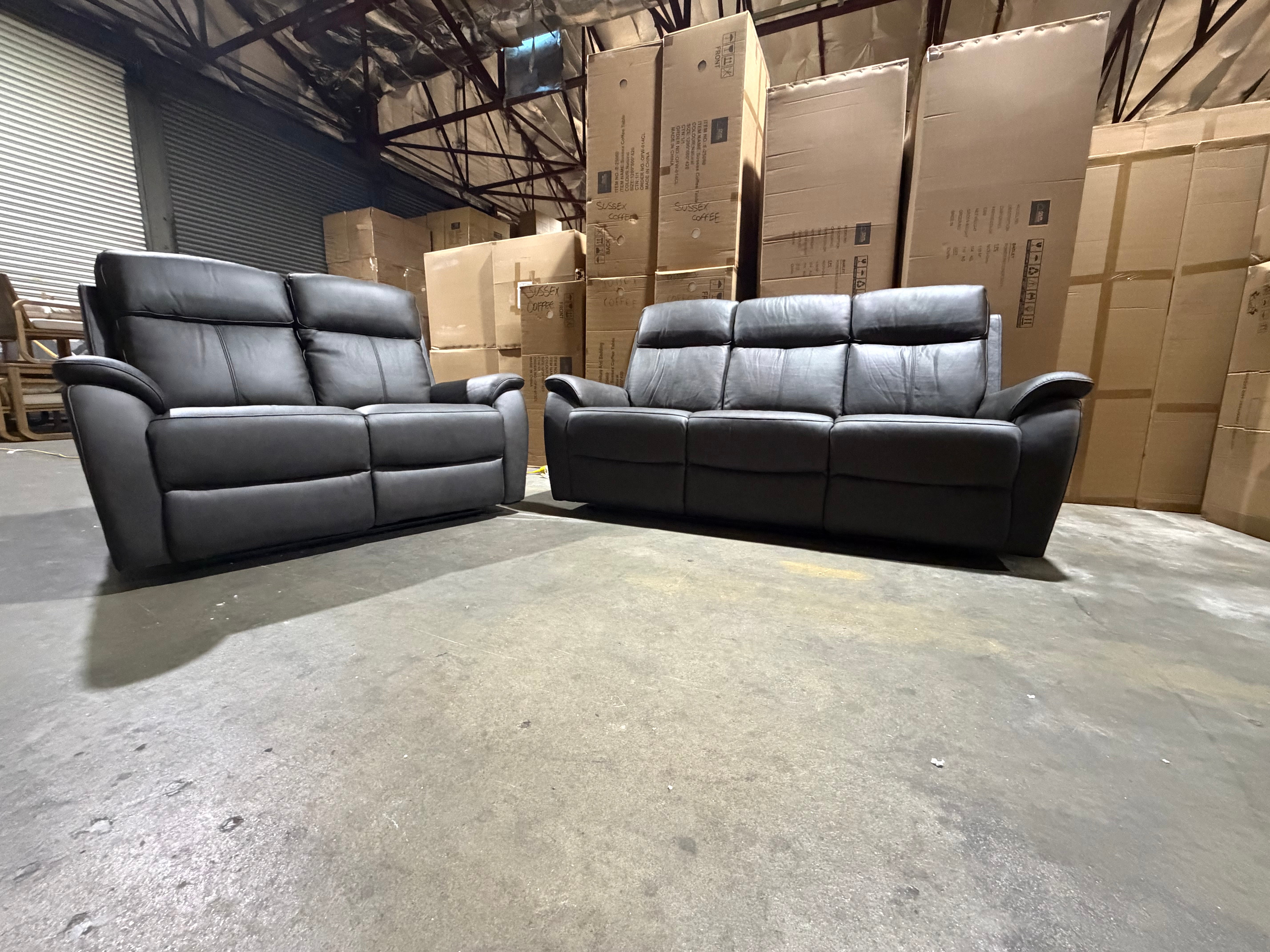 Icon 3+2 Seater Lounge Package In Matte Black Triple Motion