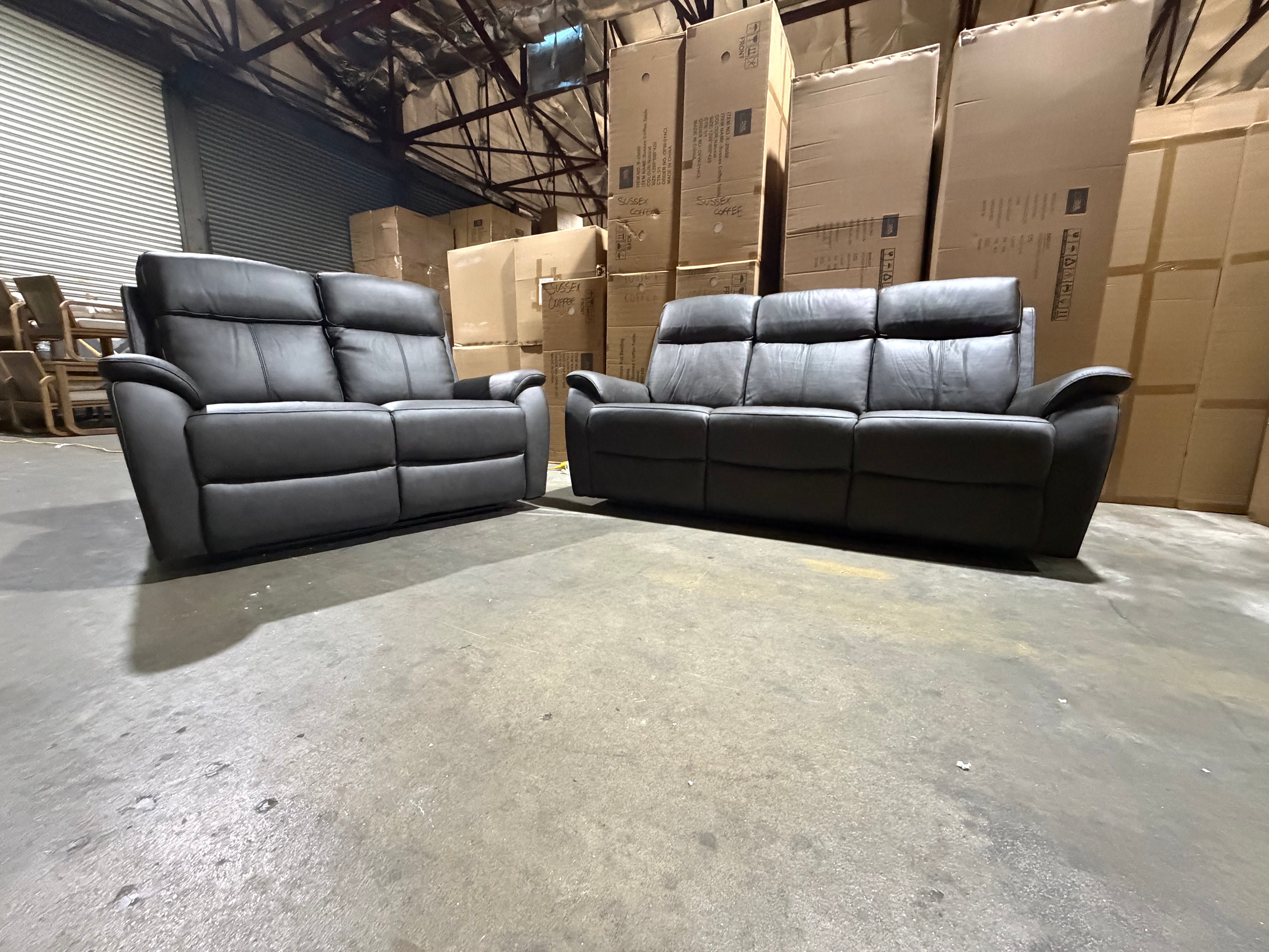 Icon 3+2 Seater Lounge Package In Matte Black Triple Motion