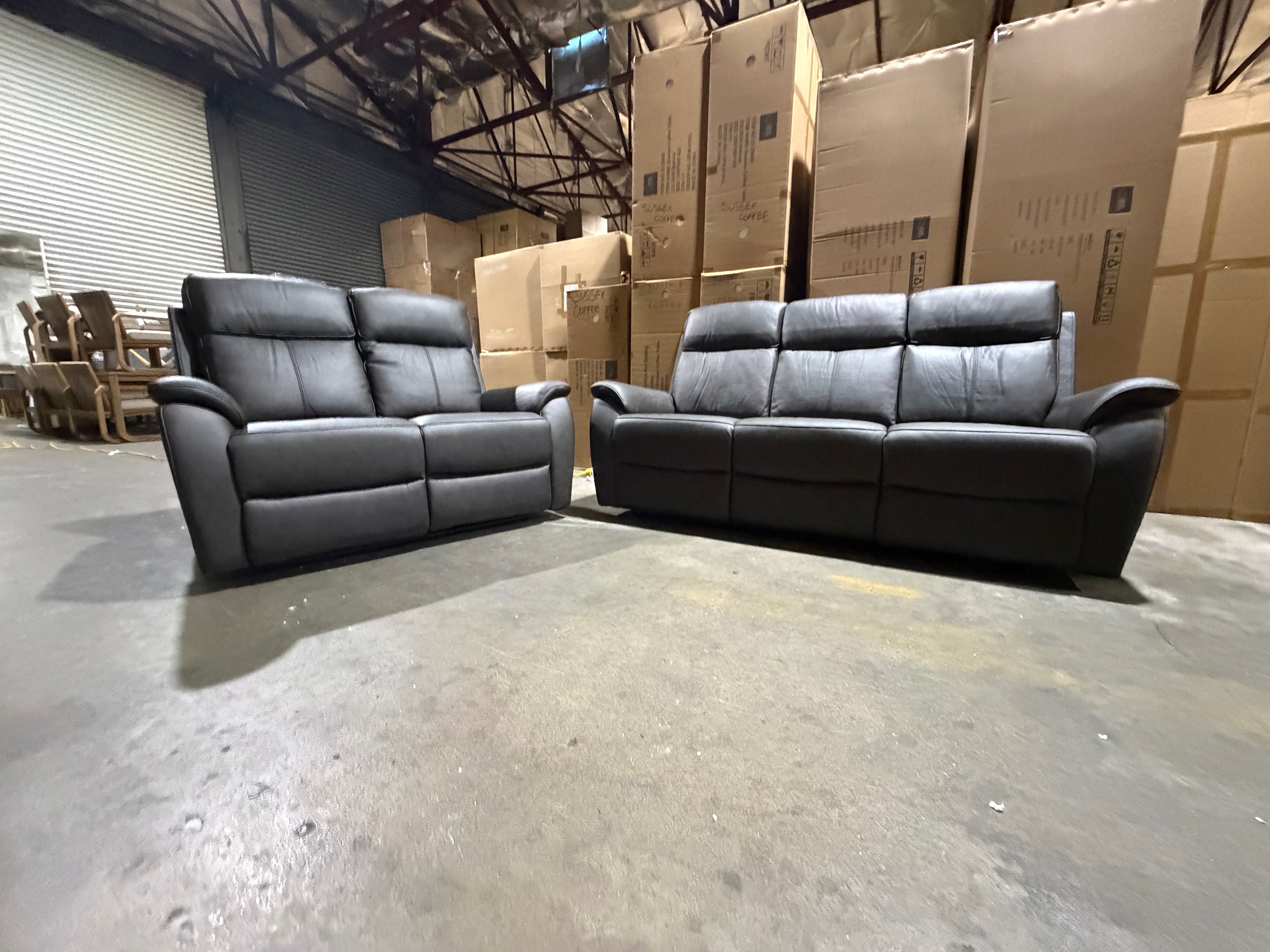 Icon 3+2 Seater Lounge Package In Matte Black Triple Motion