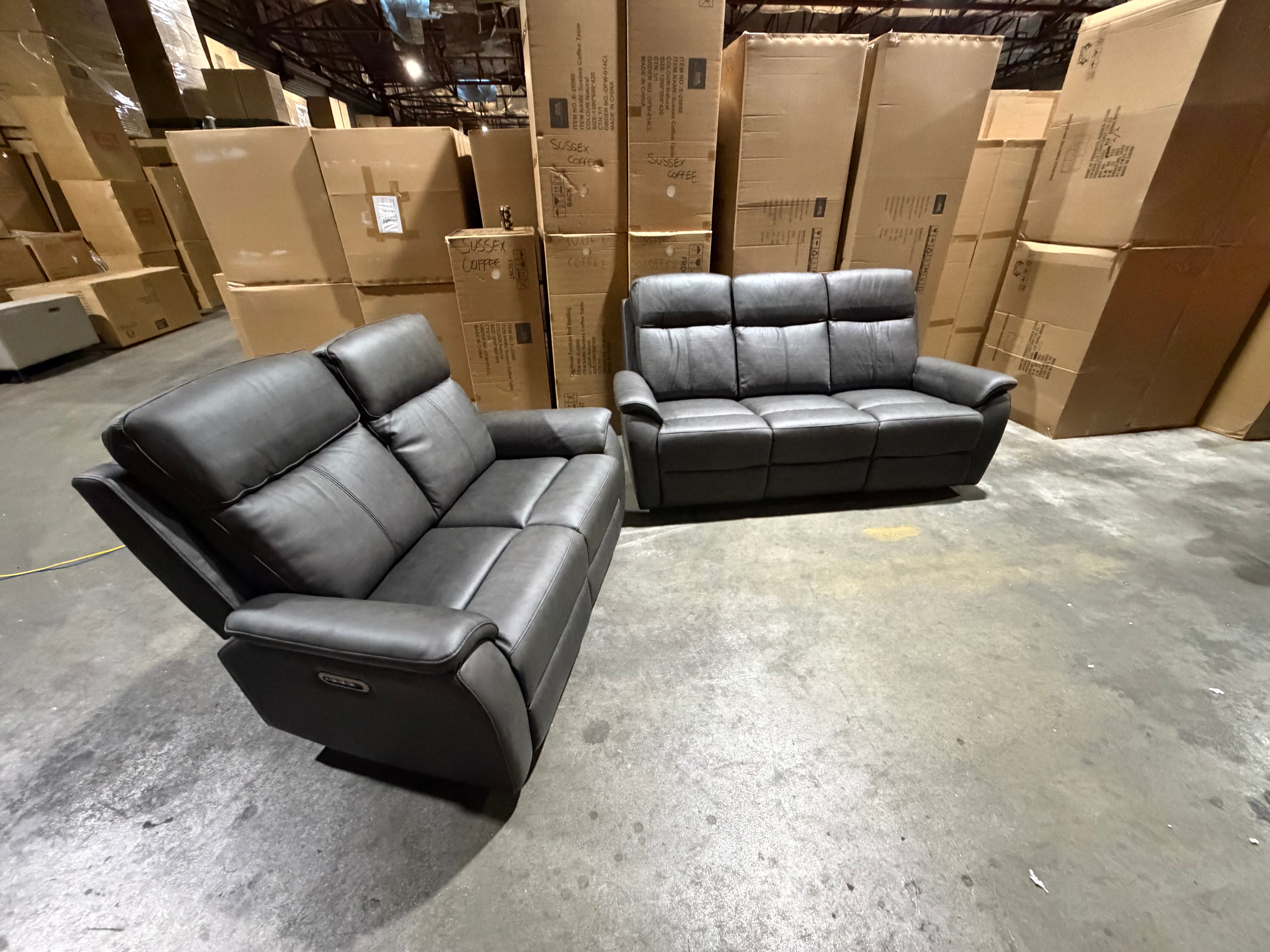 Icon 3+2 Seater Lounge Package In Matte Black Triple Motion