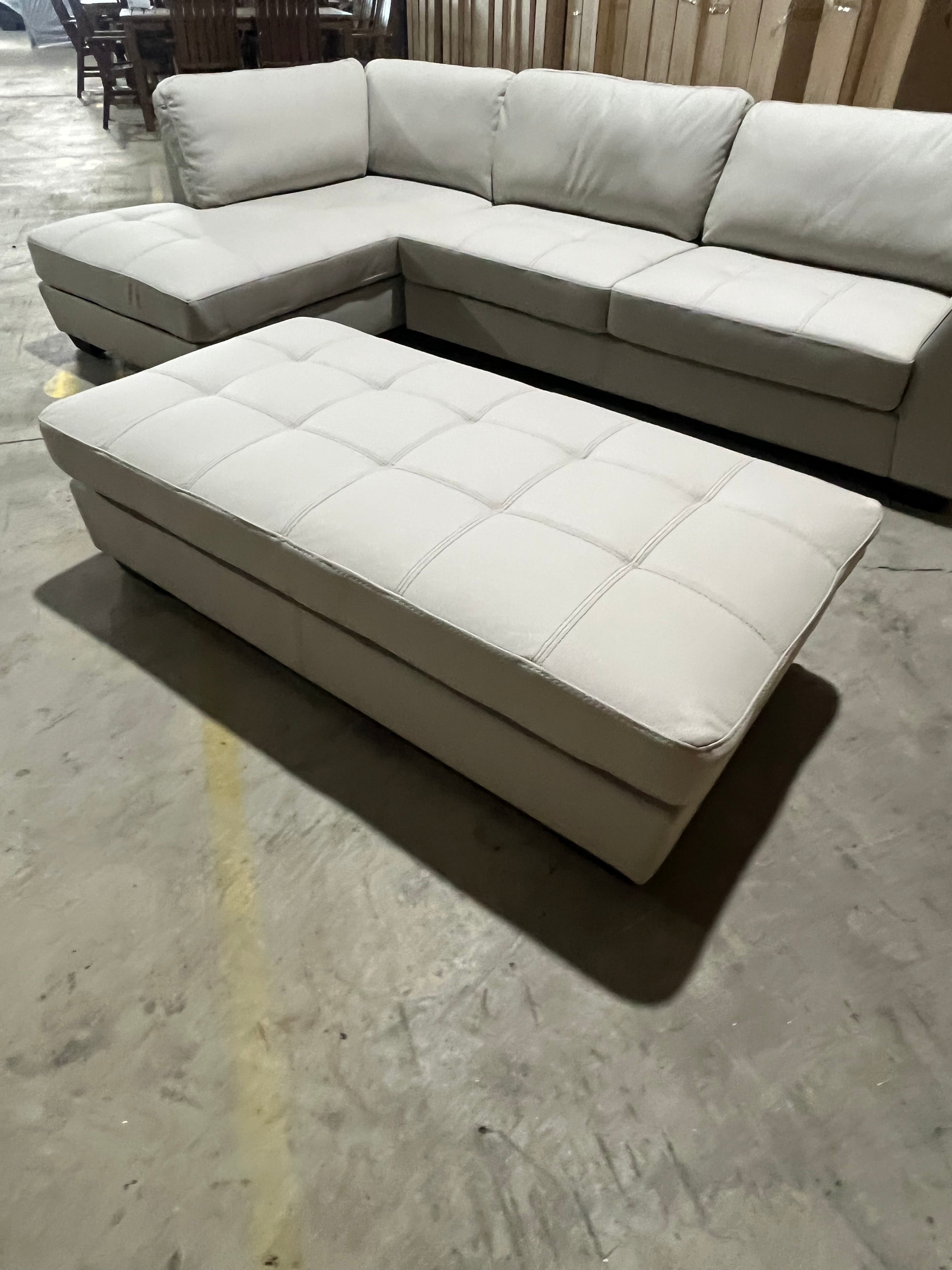 Olsen left chaise with ottoman in light grey