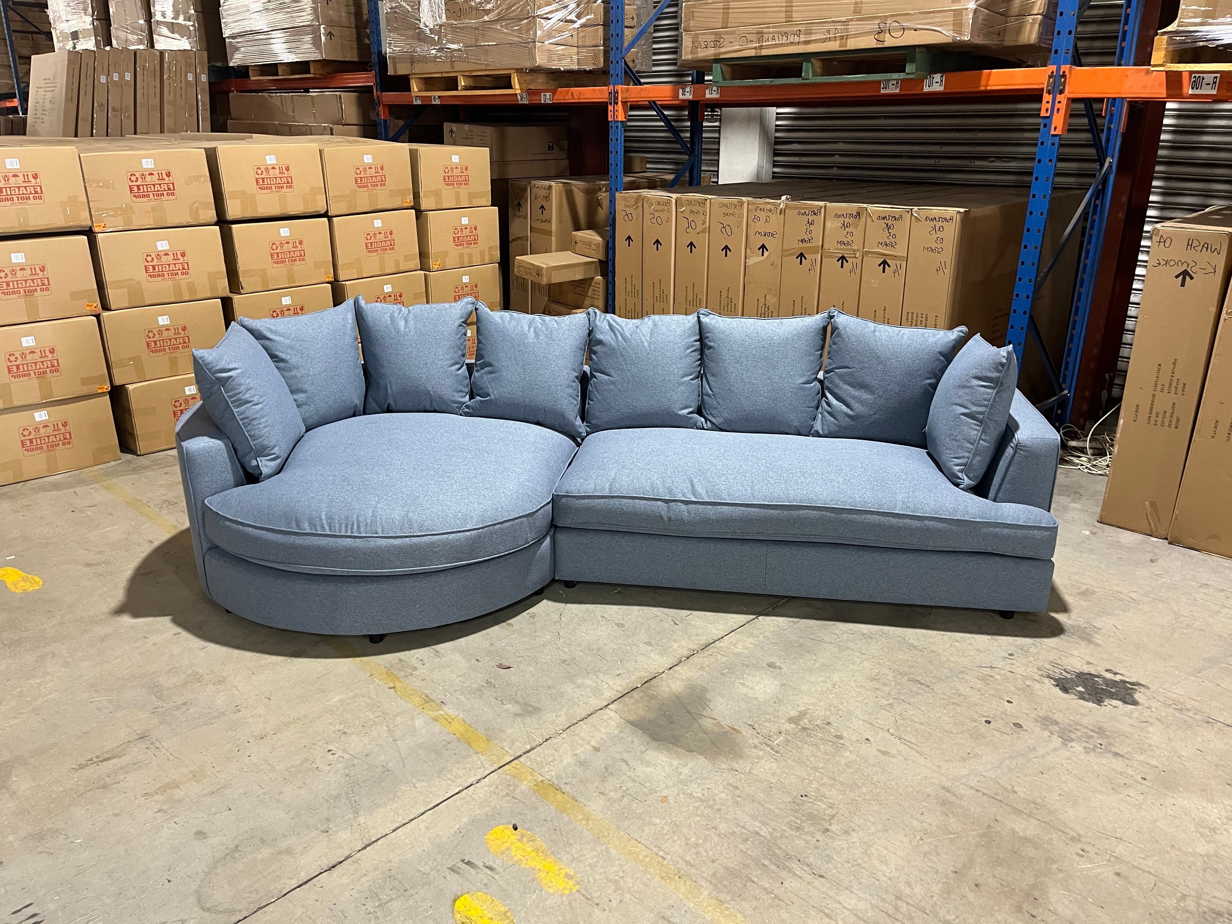 Jamie left chaise in blue