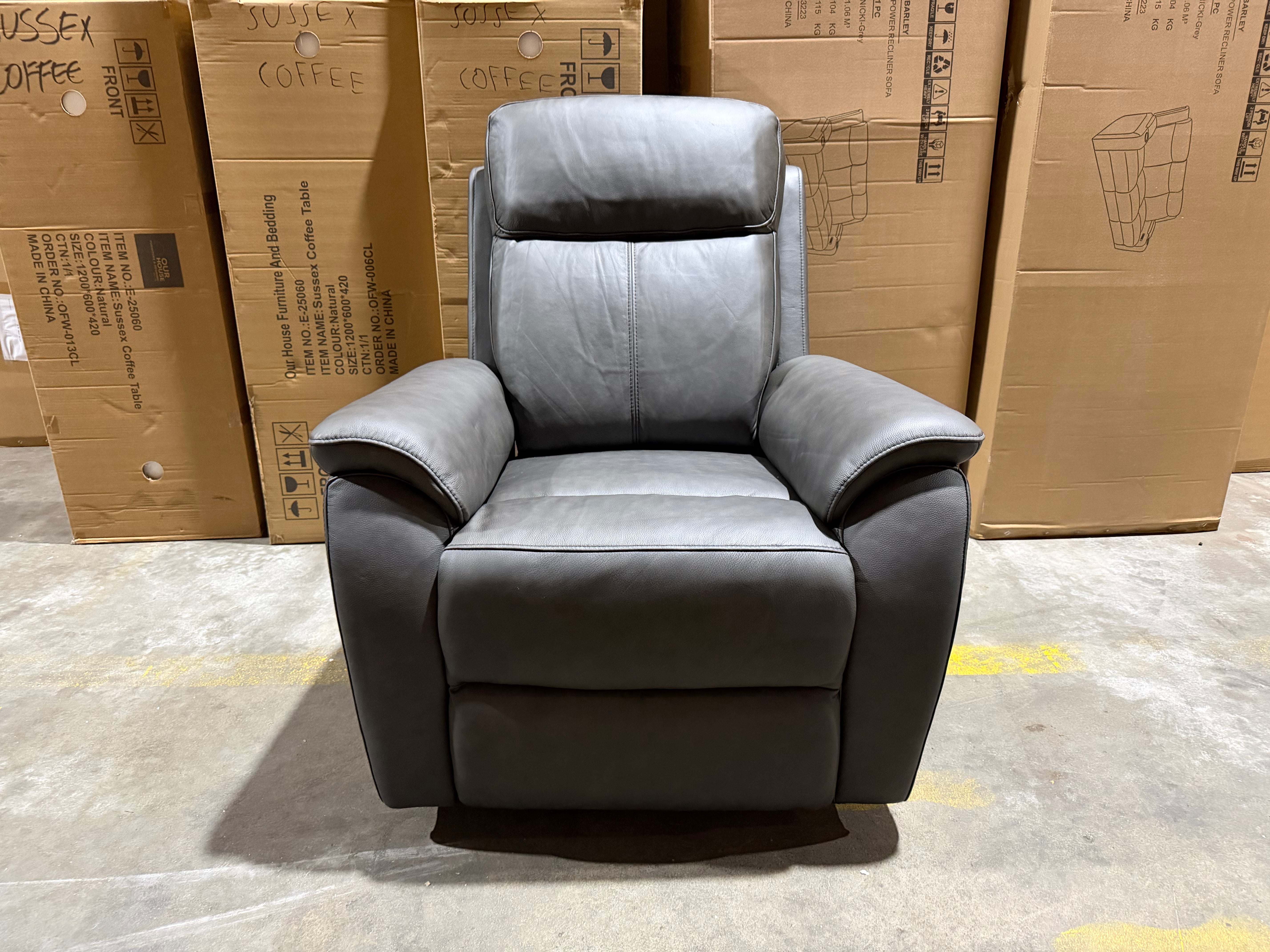 Icon Single Recliner With Triple Mech Electric Seat, Headrest & Lumbar In Matte Black