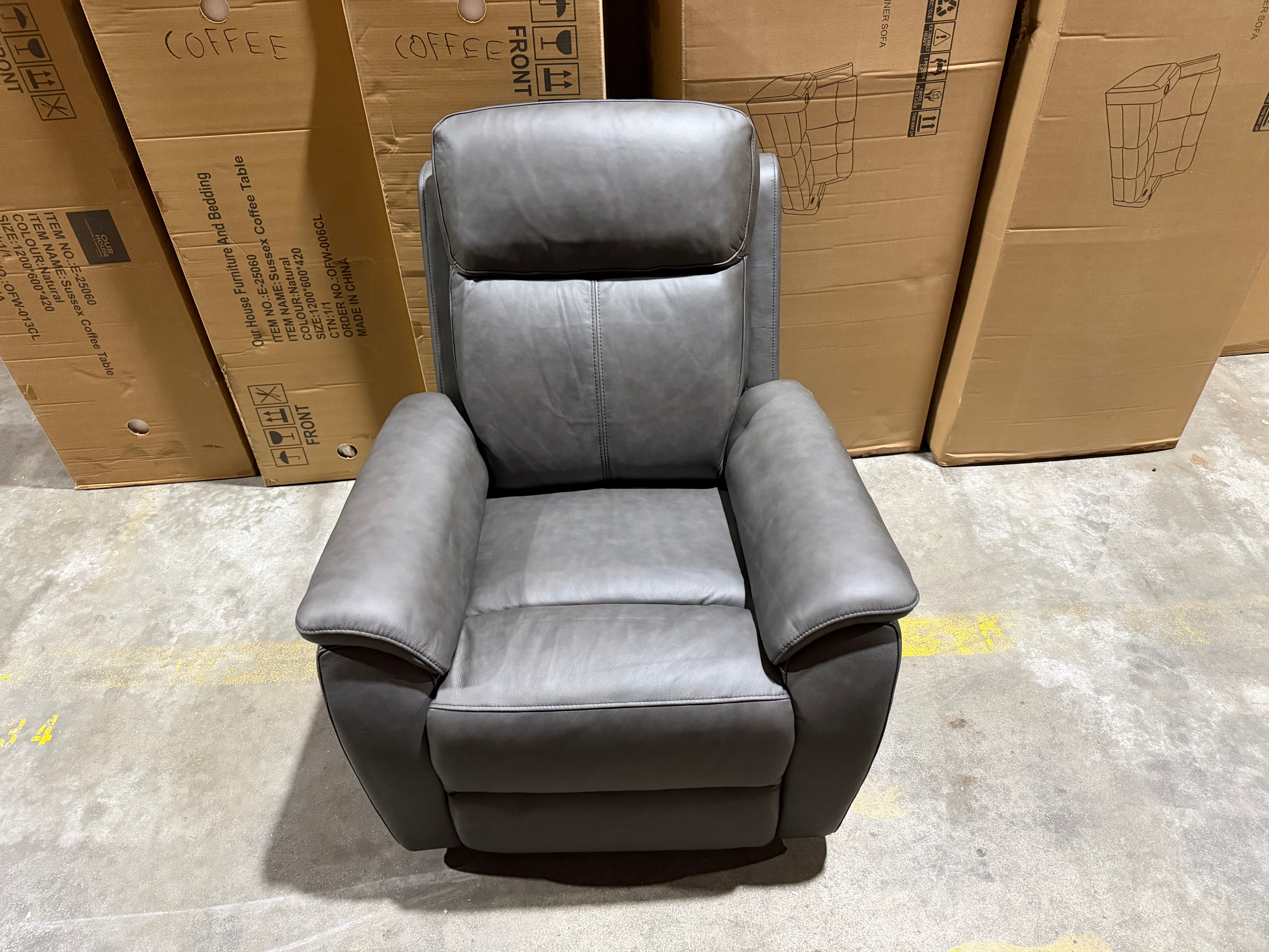 Icon Single Recliner With Triple Mech Electric Seat, Headrest & Lumbar In Matte Black