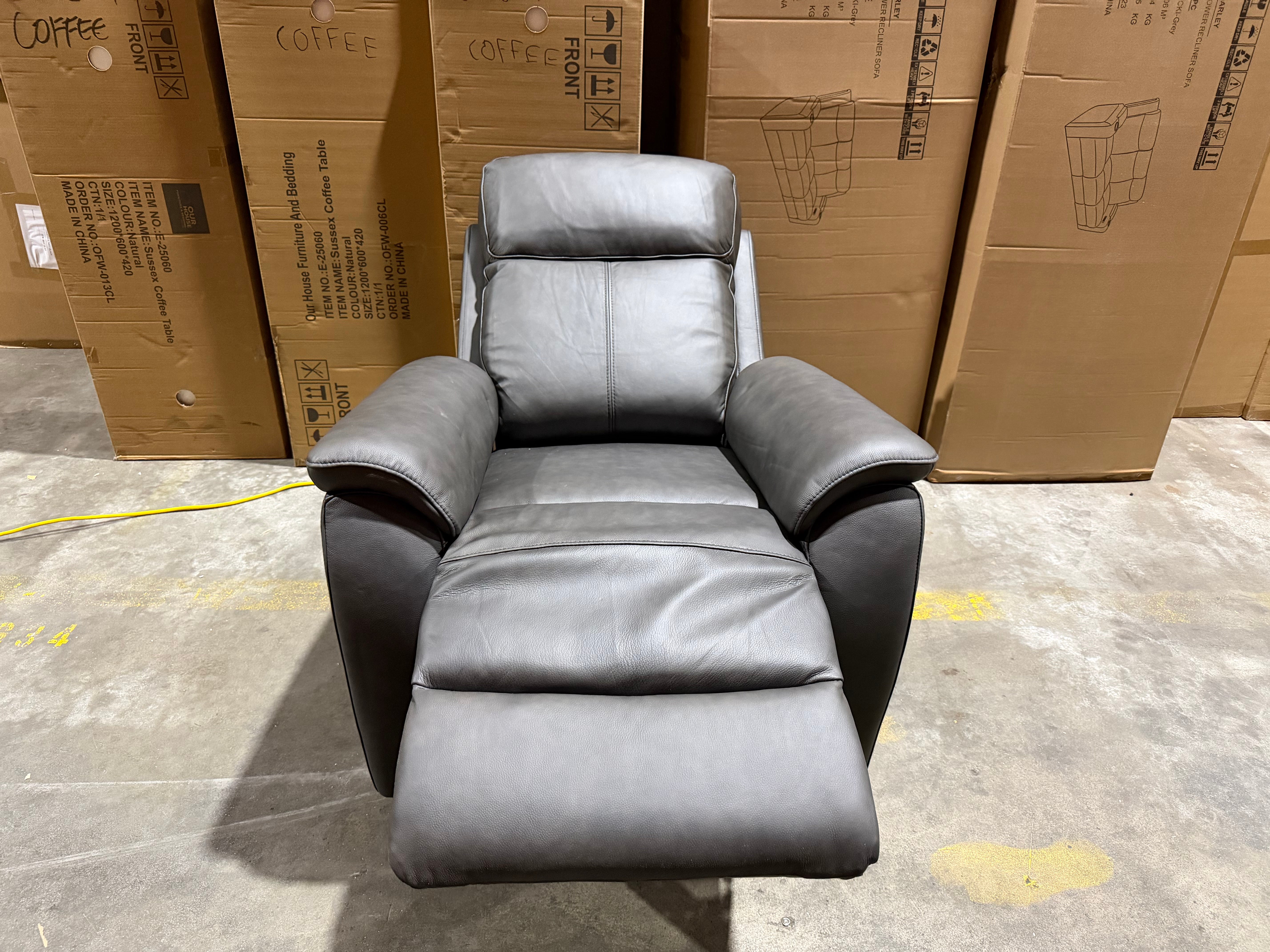 Icon Single Recliner With Triple Mech Electric Seat, Headrest & Lumbar In Matte Black