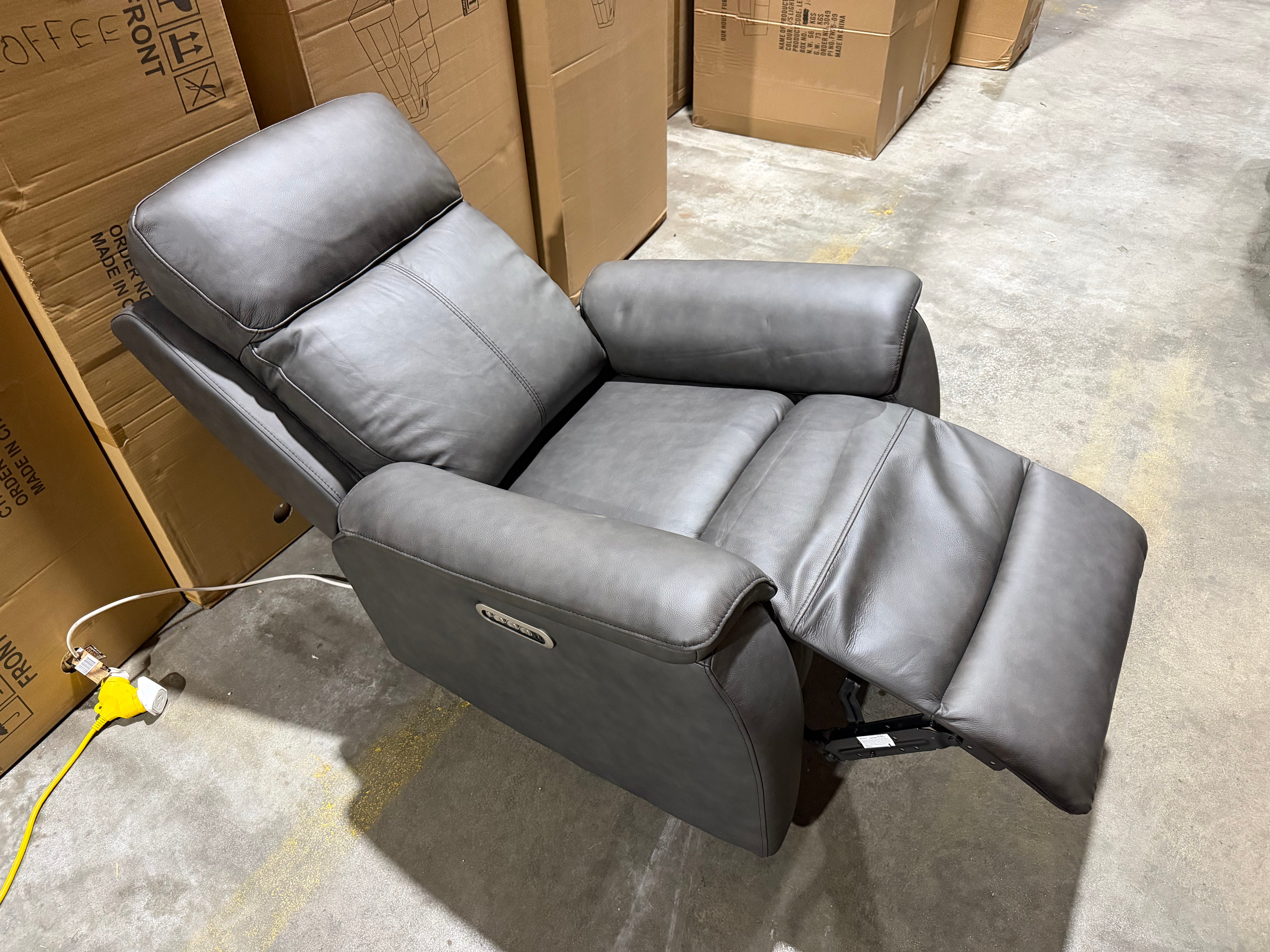 Icon Single Recliner With Triple Mech Electric Seat, Headrest & Lumbar In Matte Black